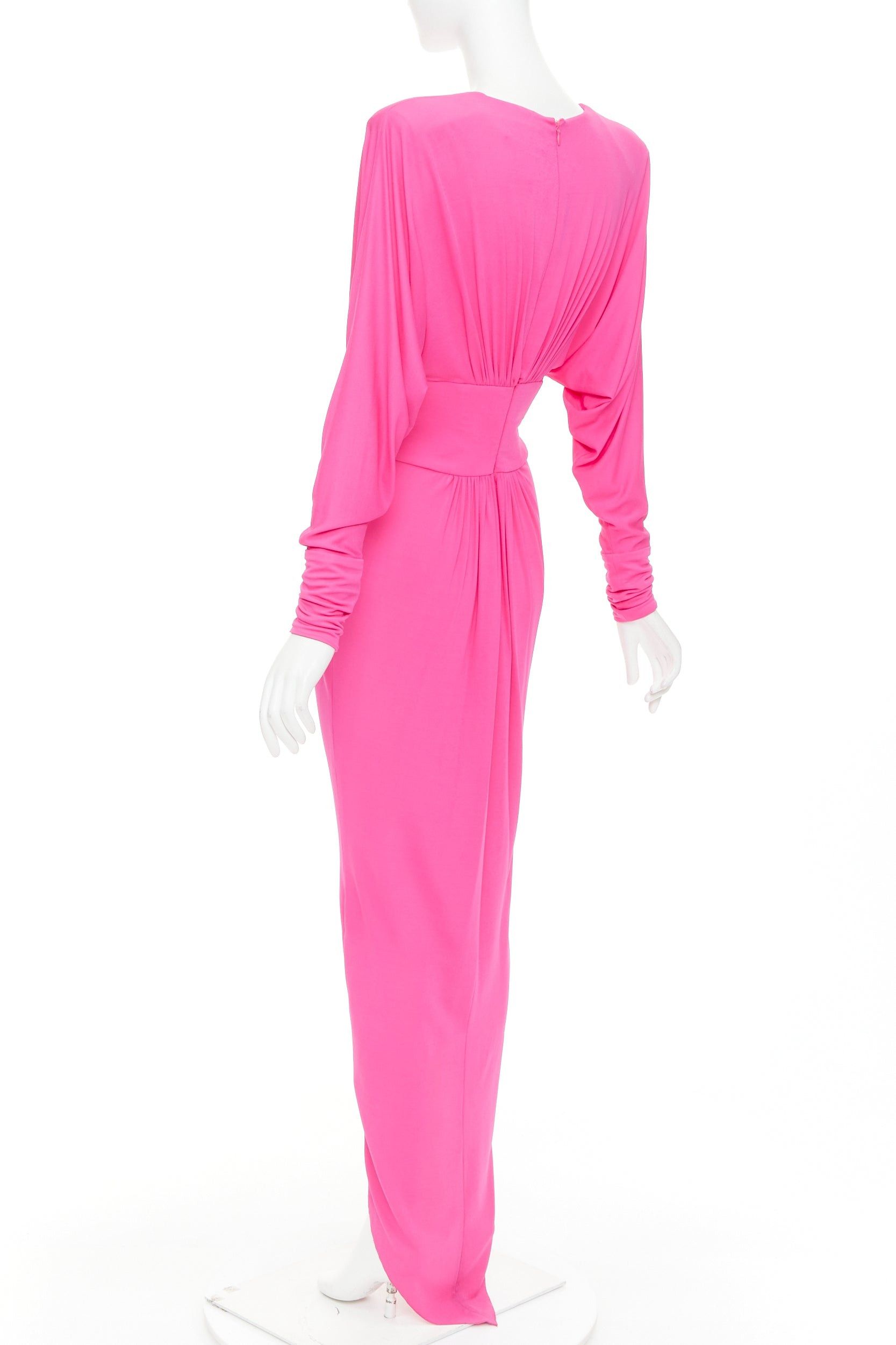 Alexandre Vauthier ALEXANDRE VAUTHIER pink viscose Power shoulder plunge drape dress FE36 Size S / US 4 / IT 40 - 6 Thumbnail