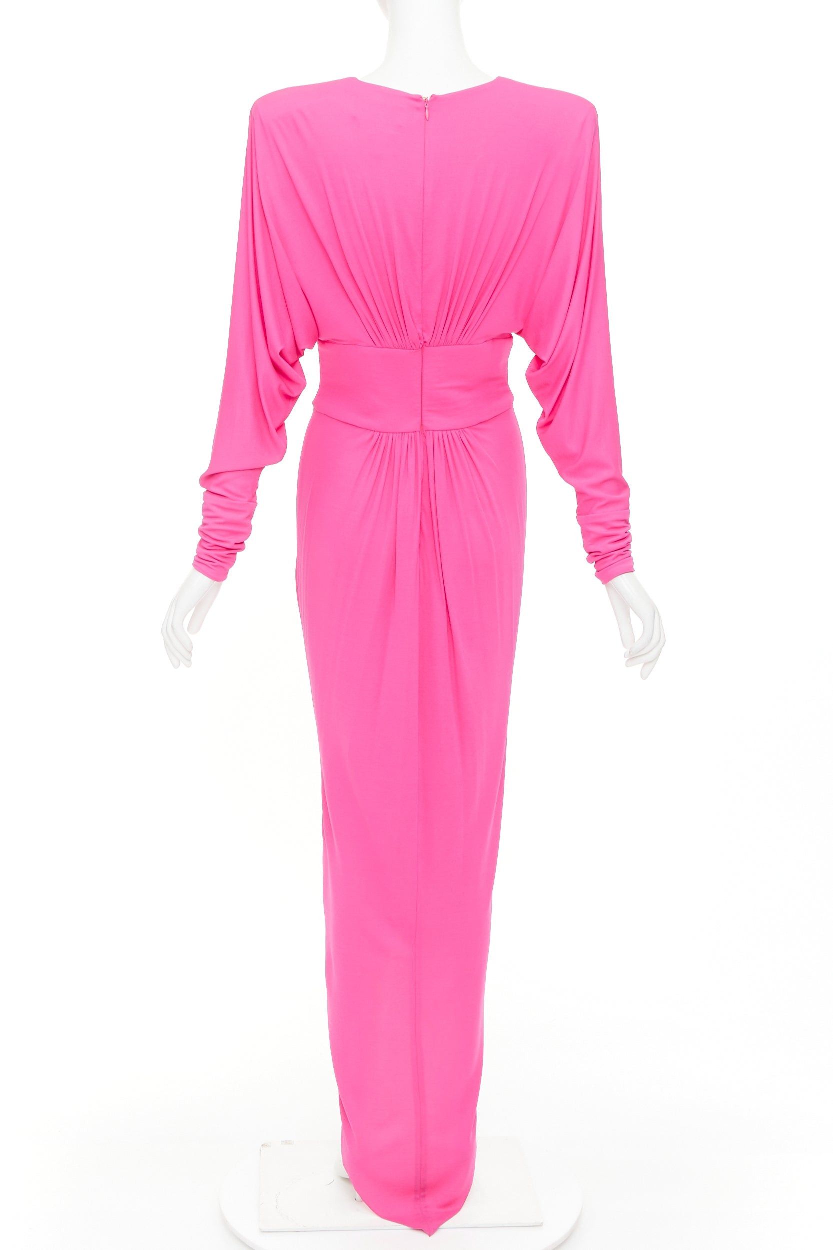 Alexandre Vauthier ALEXANDRE VAUTHIER pink viscose Power shoulder plunge drape dress FE36 Size S / US 4 / IT 40 - 5 Thumbnail