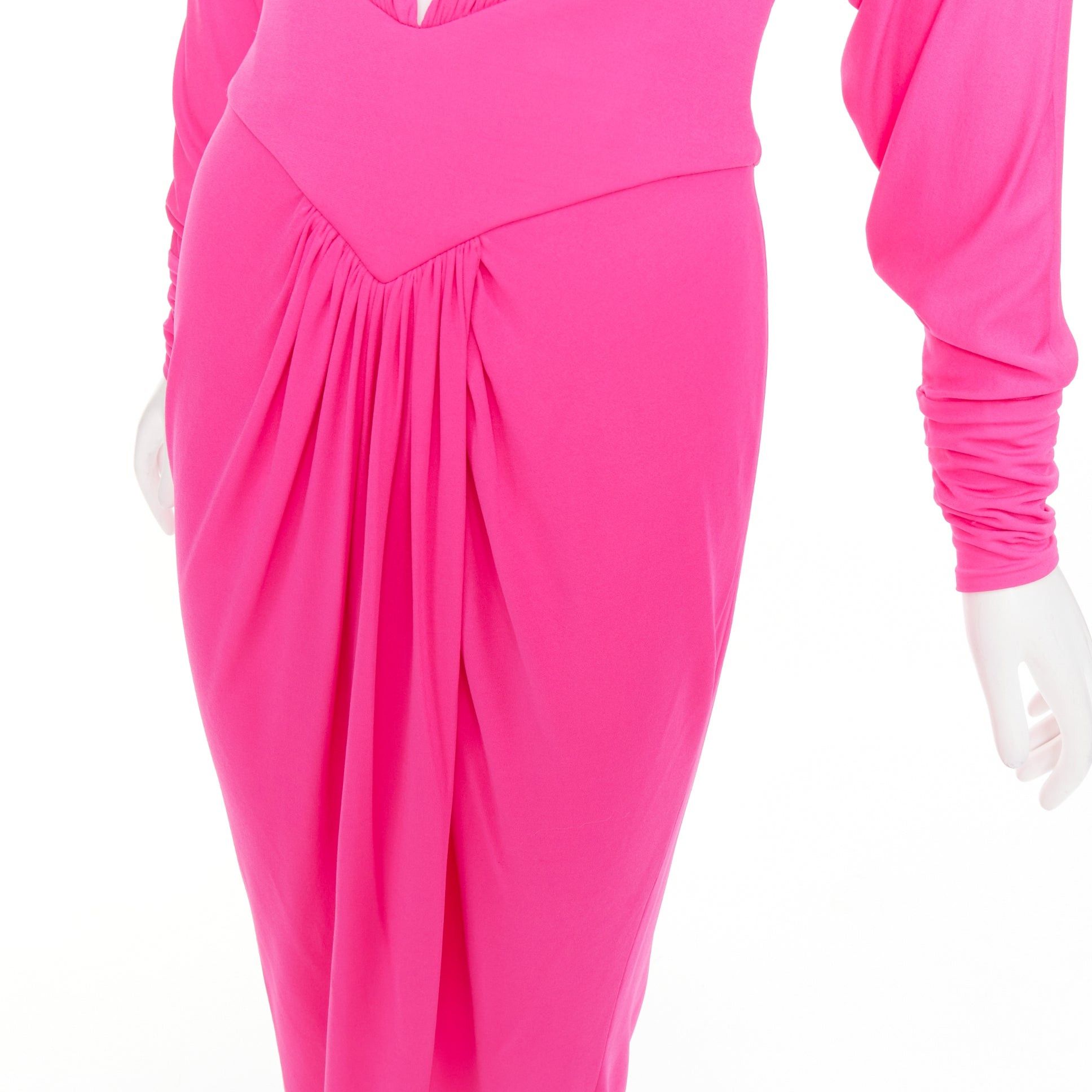 Alexandre Vauthier ALEXANDRE VAUTHIER pink viscose Power shoulder plunge drape dress FE36 Size S / US 4 / IT 40 - 9 Thumbnail