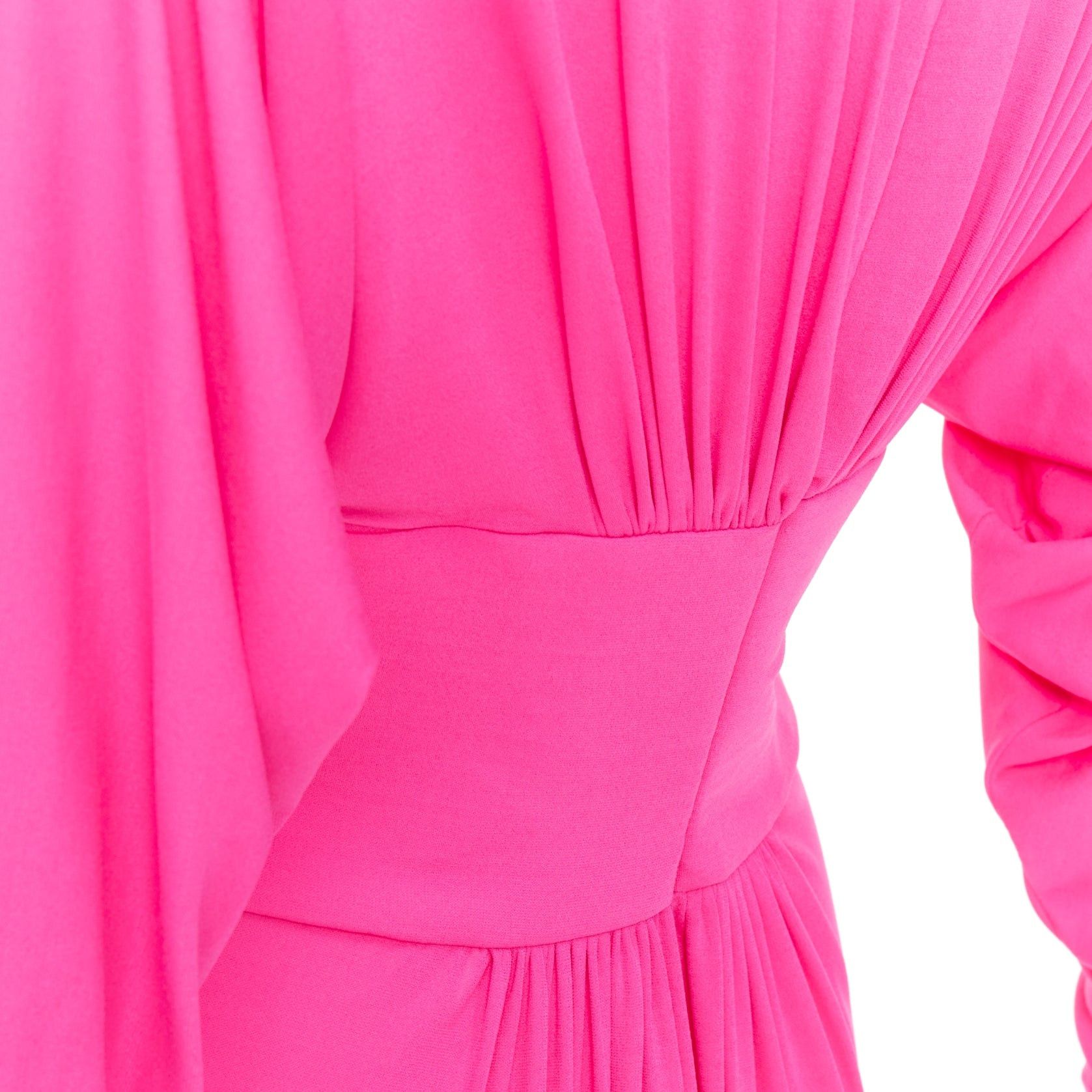 Alexandre Vauthier ALEXANDRE VAUTHIER pink viscose Power shoulder plunge drape dress FE36 Size S / US 4 / IT 40 - 8 Thumbnail