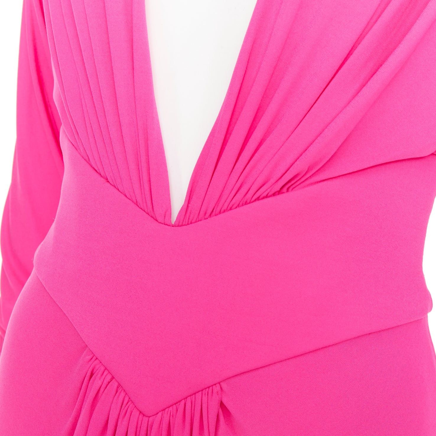 Alexandre Vauthier ALEXANDRE VAUTHIER pink viscose Power shoulder plunge drape dress FE36 Size S / US 4 / IT 40 - 2 Thumbnail