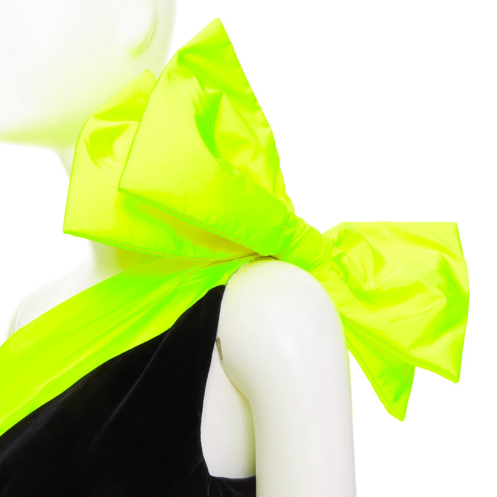 Alexandre Vauthier rare ALEXANDRE VAUTHIER SS2023 Runway neon yellow black velvet cut out ruffle dress Size S / US 4 / IT 40 - 7 Thumbnail