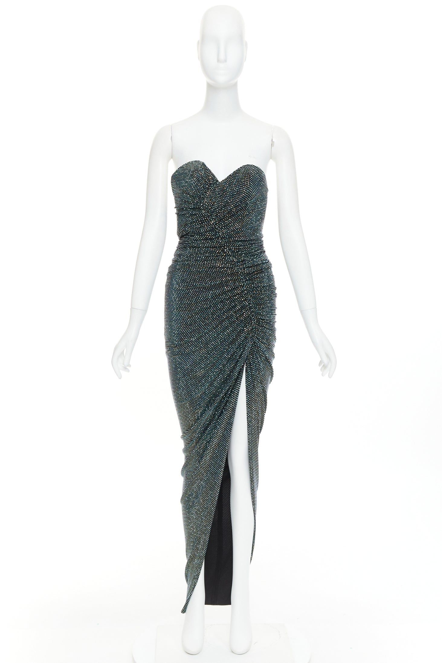 Alexandre Vauthier ALEXANDRE VAUTHIER 2021 blue black crystal bustier high slit strapless gown Size S / US 4 / IT 40 - 11 Thumbnail