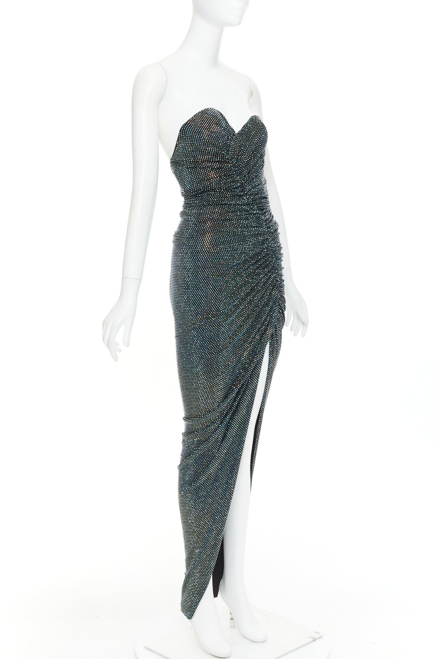 Alexandre Vauthier ALEXANDRE VAUTHIER 2021 blue black crystal bustier high slit strapless gown Size S / US 4 / IT 40 - 3 Thumbnail