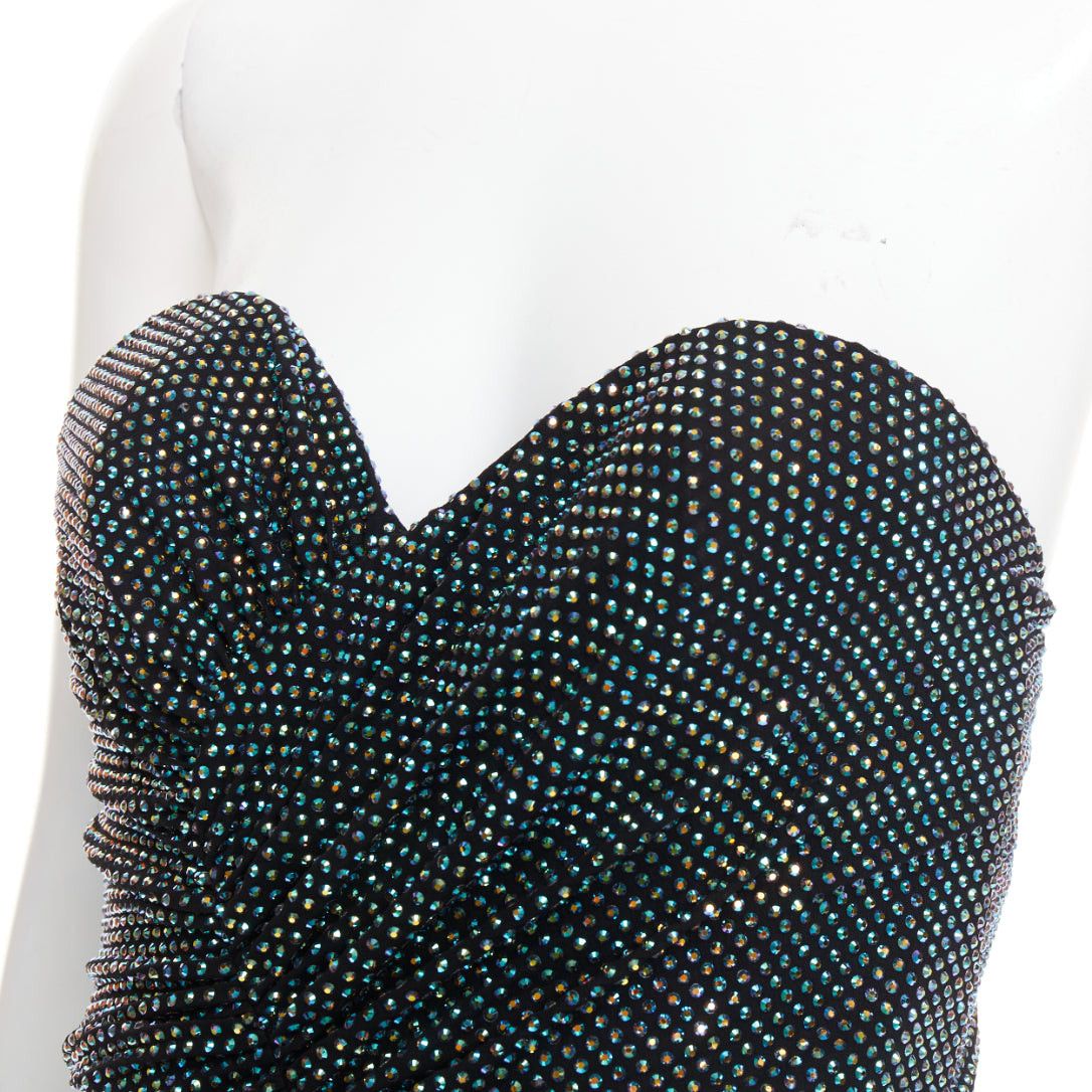 Alexandre Vauthier ALEXANDRE VAUTHIER 2021 blue black crystal bustier high slit strapless gown Size S / US 4 / IT 40 - 2 Thumbnail