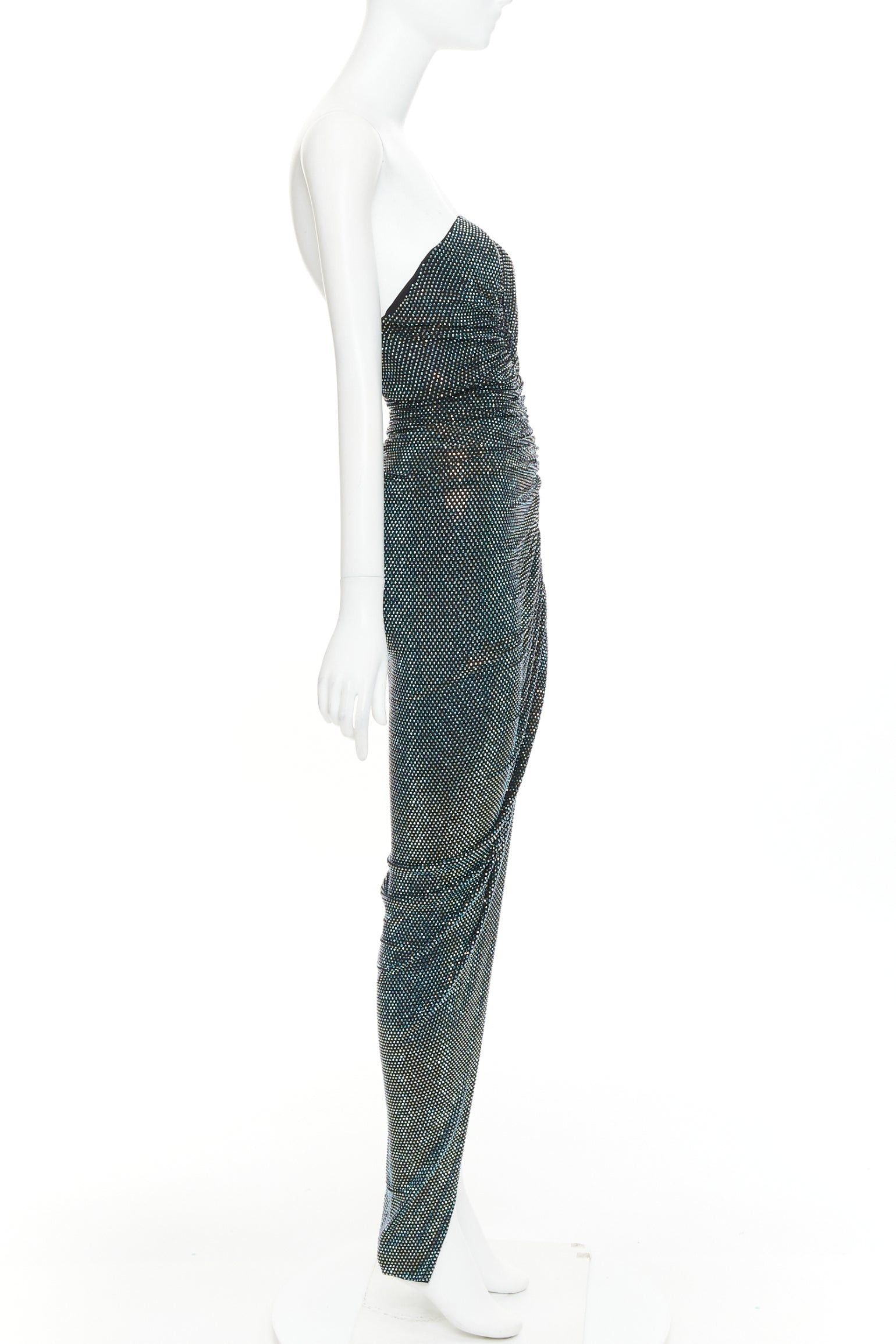 Alexandre Vauthier ALEXANDRE VAUTHIER 2021 blue black crystal bustier high slit strapless gown Size S / US 4 / IT 40 - 4 Thumbnail