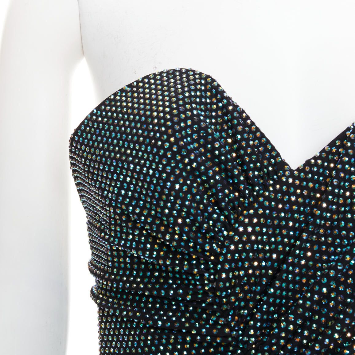 Alexandre Vauthier ALEXANDRE VAUTHIER 2021 blue black crystal bustier high slit strapless gown Size S / US 4 / IT 40 - 7 Thumbnail