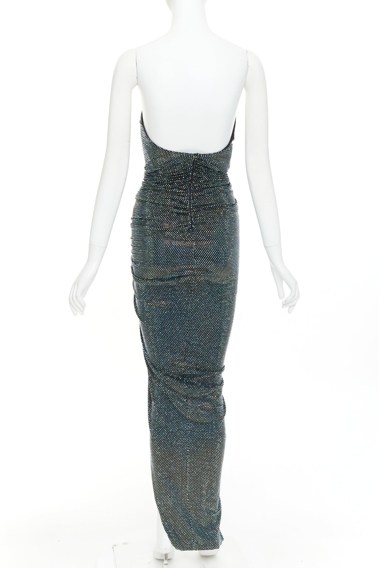 Alexandre Vauthier ALEXANDRE VAUTHIER 2021 blue black crystal bustier high slit strapless gown Size S / US 4 / IT 40 - 5 Thumbnail