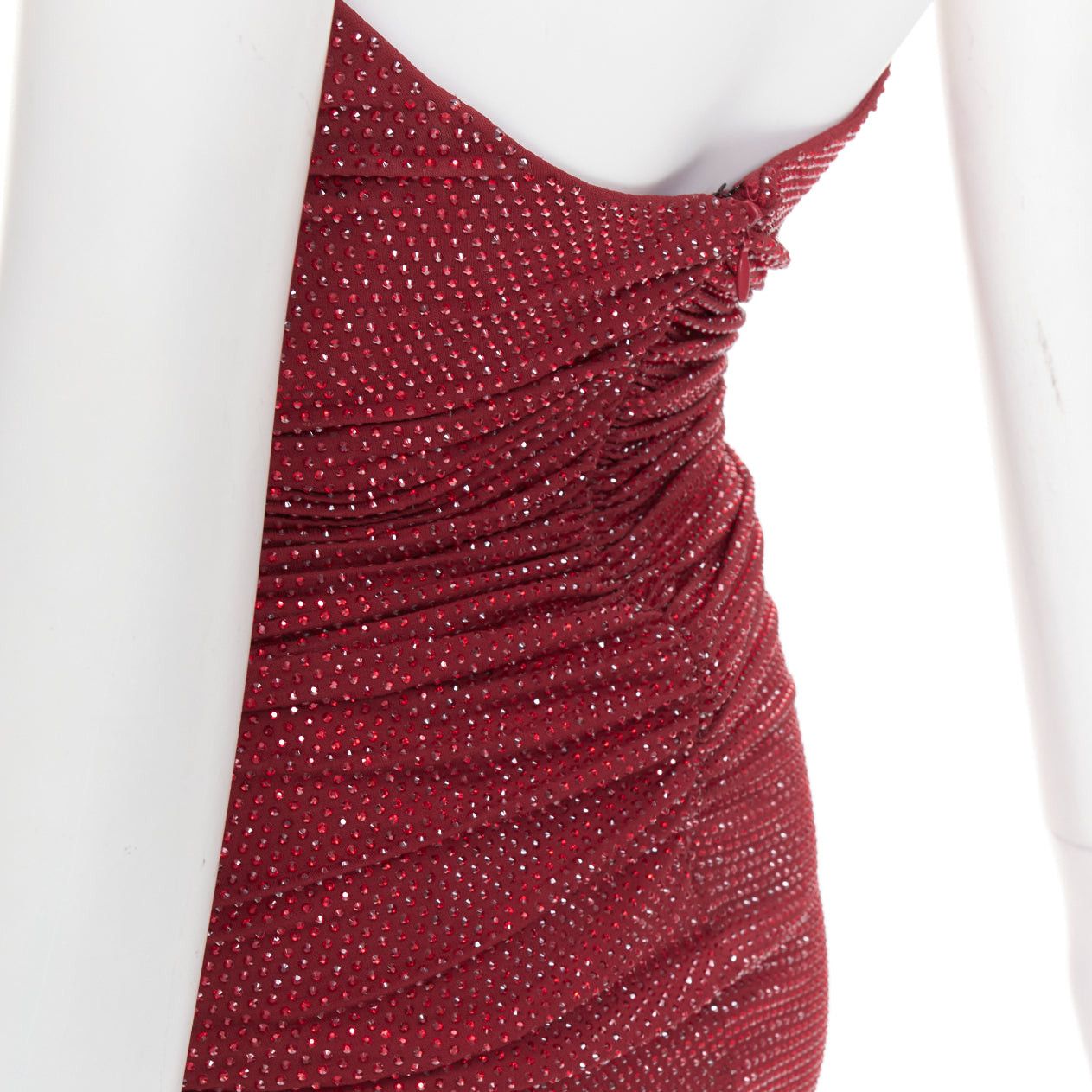 Alexandre Vauthier ALEXANDRE VAUTHIER Daring Red crystal strass sweetheart asymmetric ruched slit gown dress Size S / US 4 / IT 40 - 9 Thumbnail