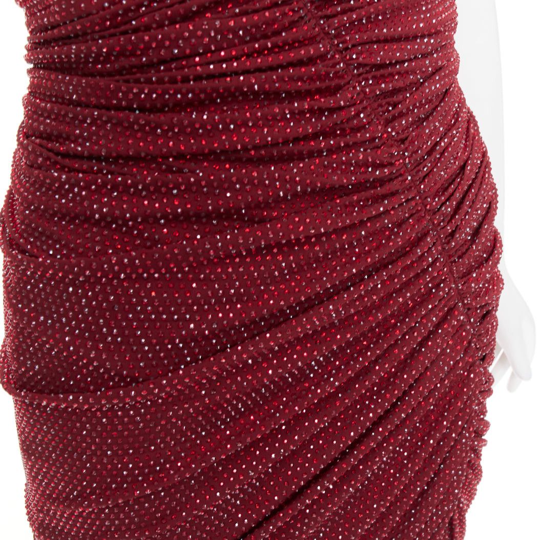 Alexandre Vauthier ALEXANDRE VAUTHIER Daring Red crystal strass sweetheart asymmetric ruched slit gown dress Size S / US 4 / IT 40 - 7 Thumbnail