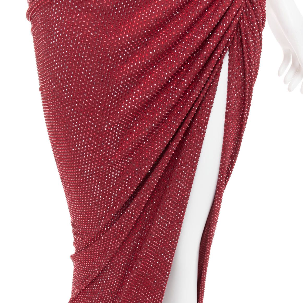 Alexandre Vauthier ALEXANDRE VAUTHIER Daring Red crystal strass sweetheart asymmetric ruched slit gown dress Size S / US 4 / IT 40 - 8 Thumbnail