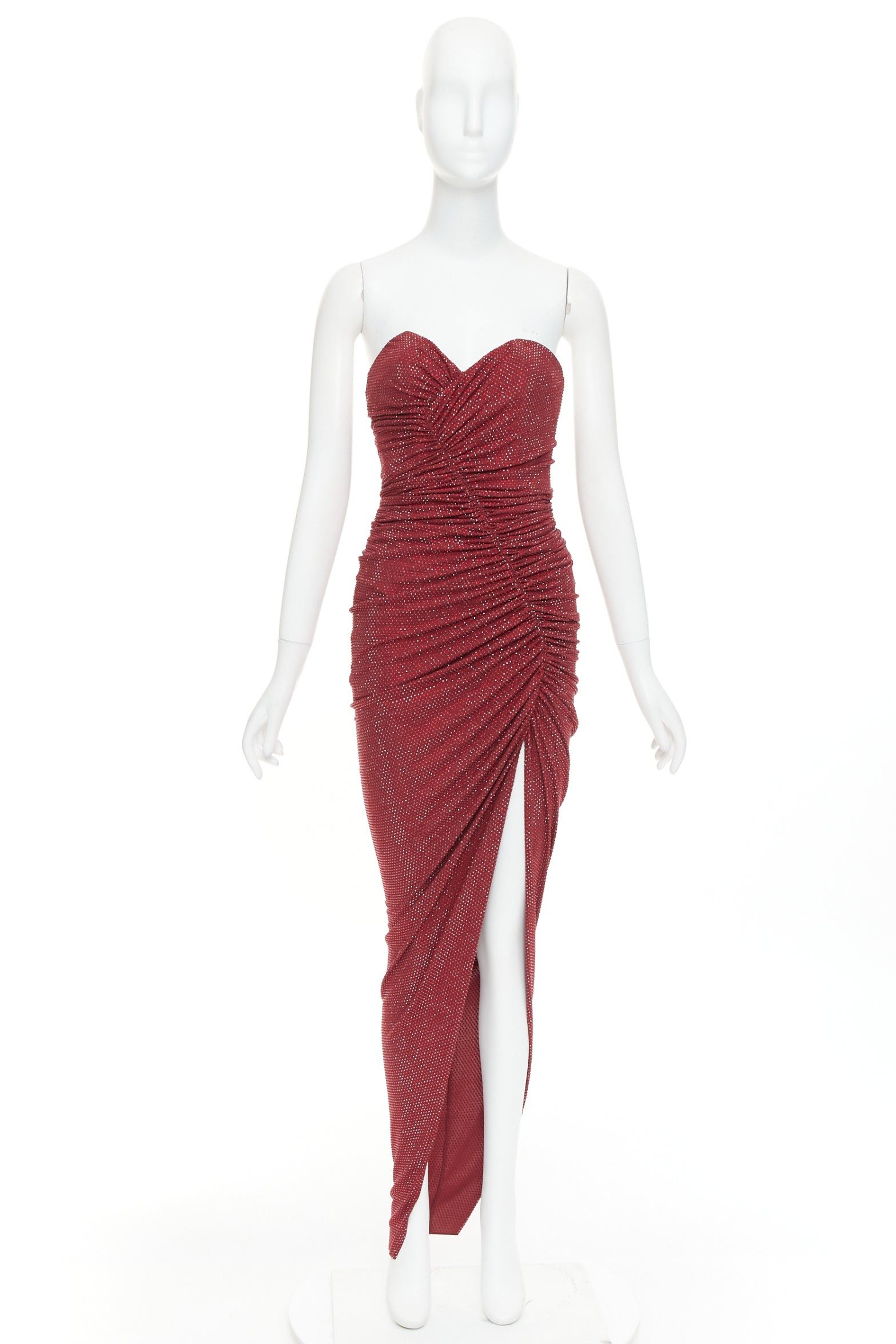 Alexandre Vauthier ALEXANDRE VAUTHIER Daring Red crystal strass sweetheart asymmetric ruched slit gown dress Size S / US 4 / IT 40 - 11 Thumbnail