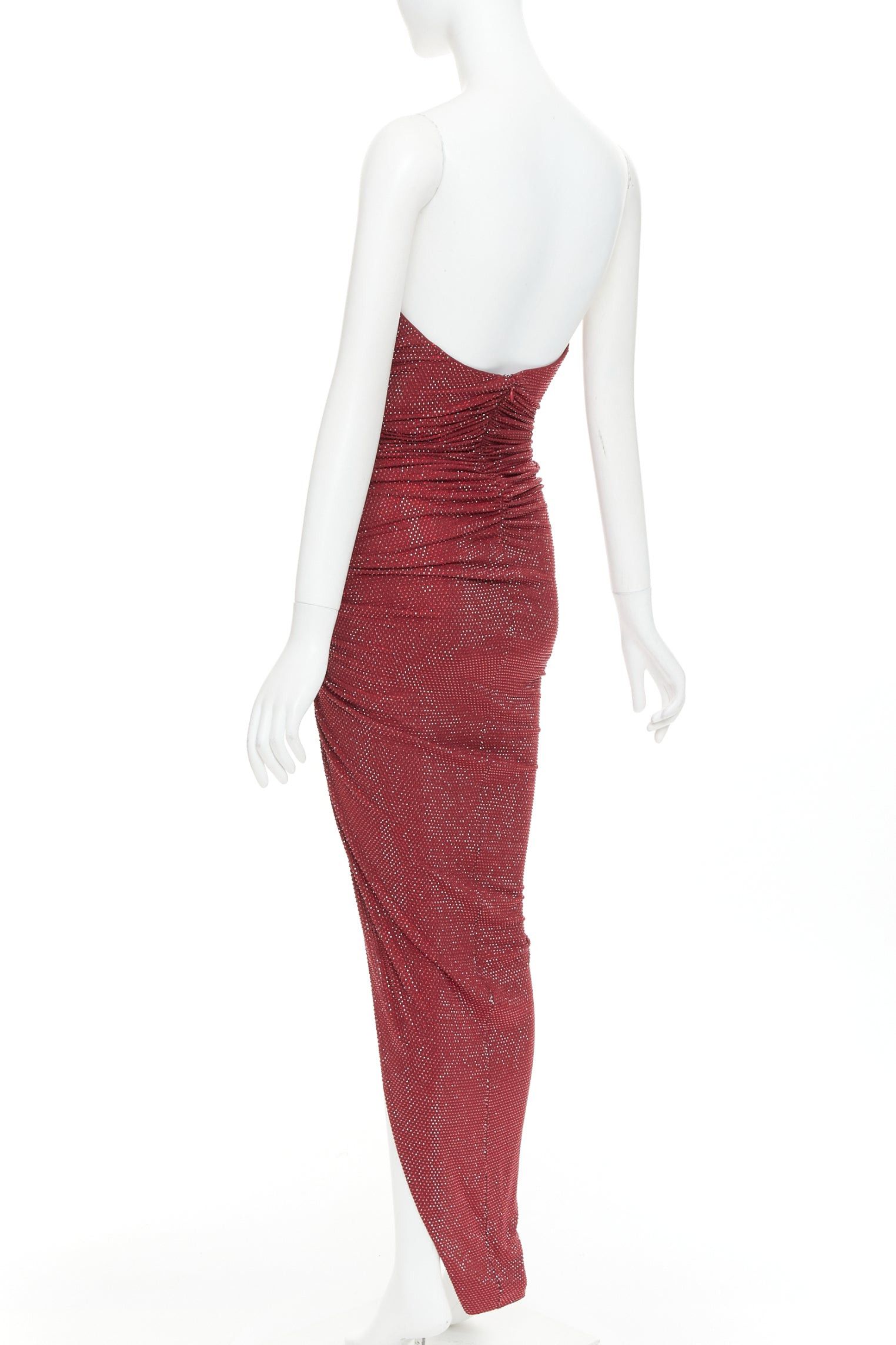 Alexandre Vauthier ALEXANDRE VAUTHIER Daring Red crystal strass sweetheart asymmetric ruched slit gown dress Size S / US 4 / IT 40 - 6 Thumbnail