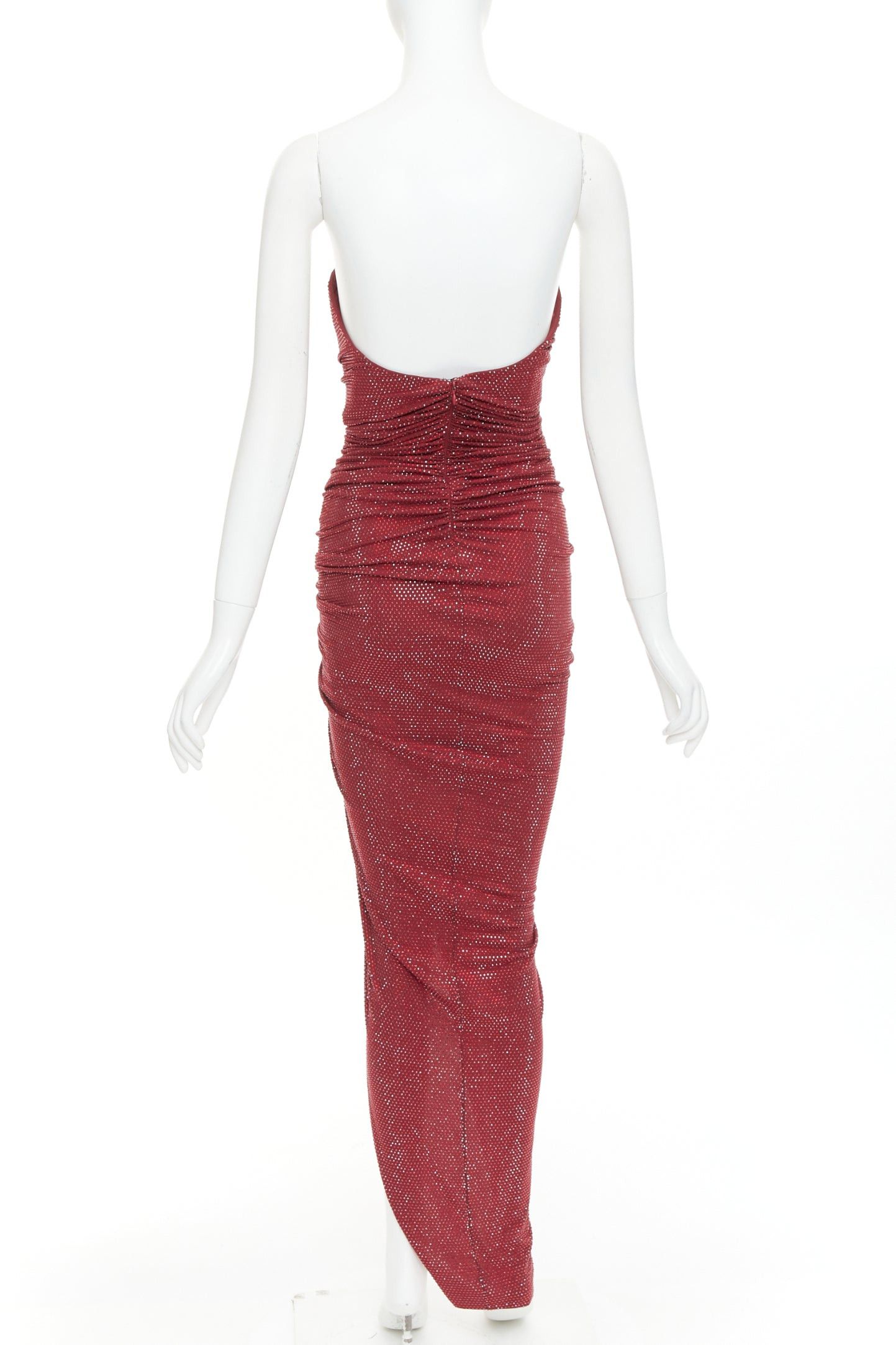Alexandre Vauthier ALEXANDRE VAUTHIER Daring Red crystal strass sweetheart asymmetric ruched slit gown dress Size S / US 4 / IT 40 - 5 Thumbnail