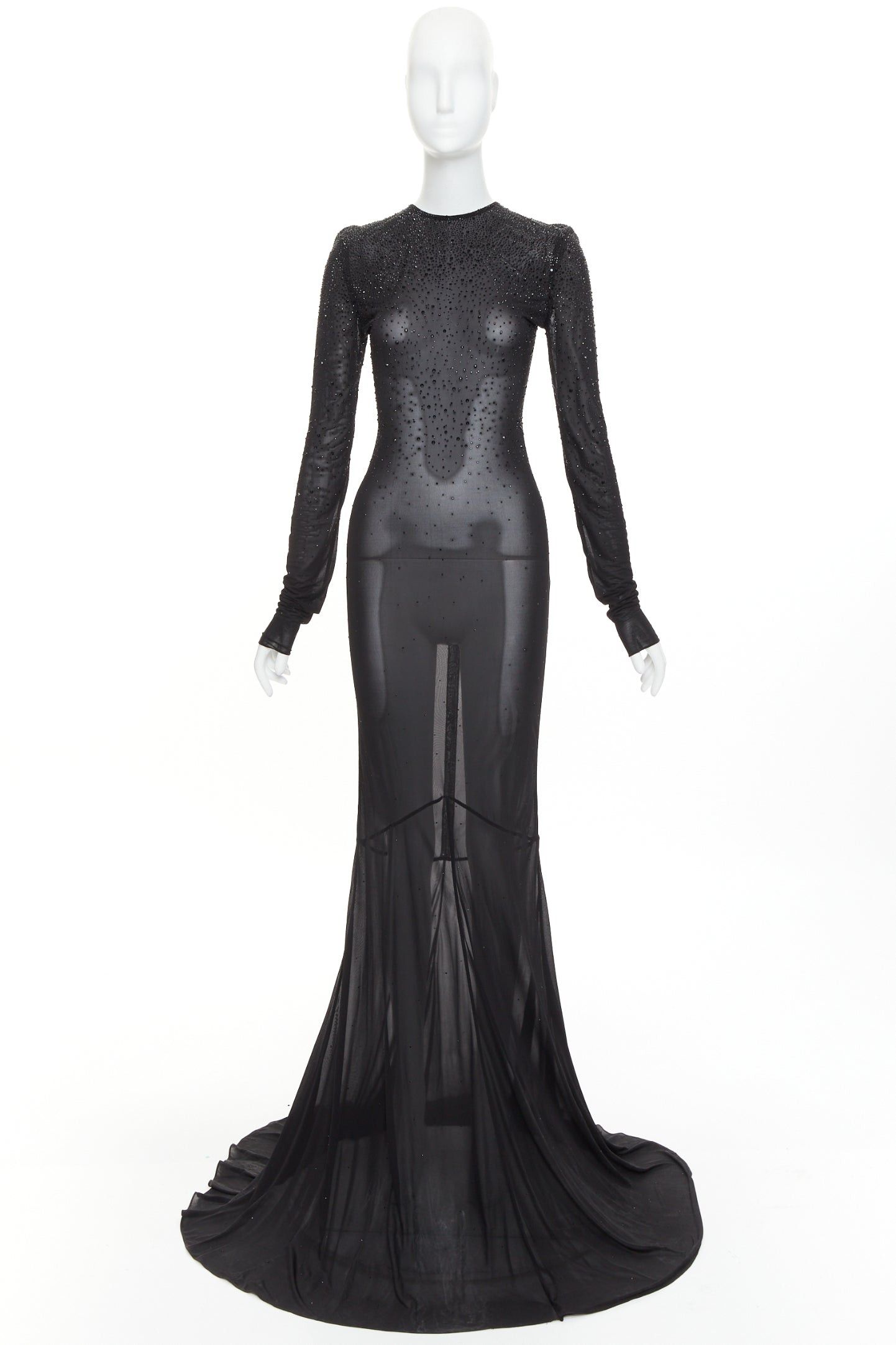 Alexandre Vauthier ALEXANDRE VAUTHIER black sheer degrade crystal long sleeve long train gown dress Size S / US 4 / IT 40 - 12 Thumbnail