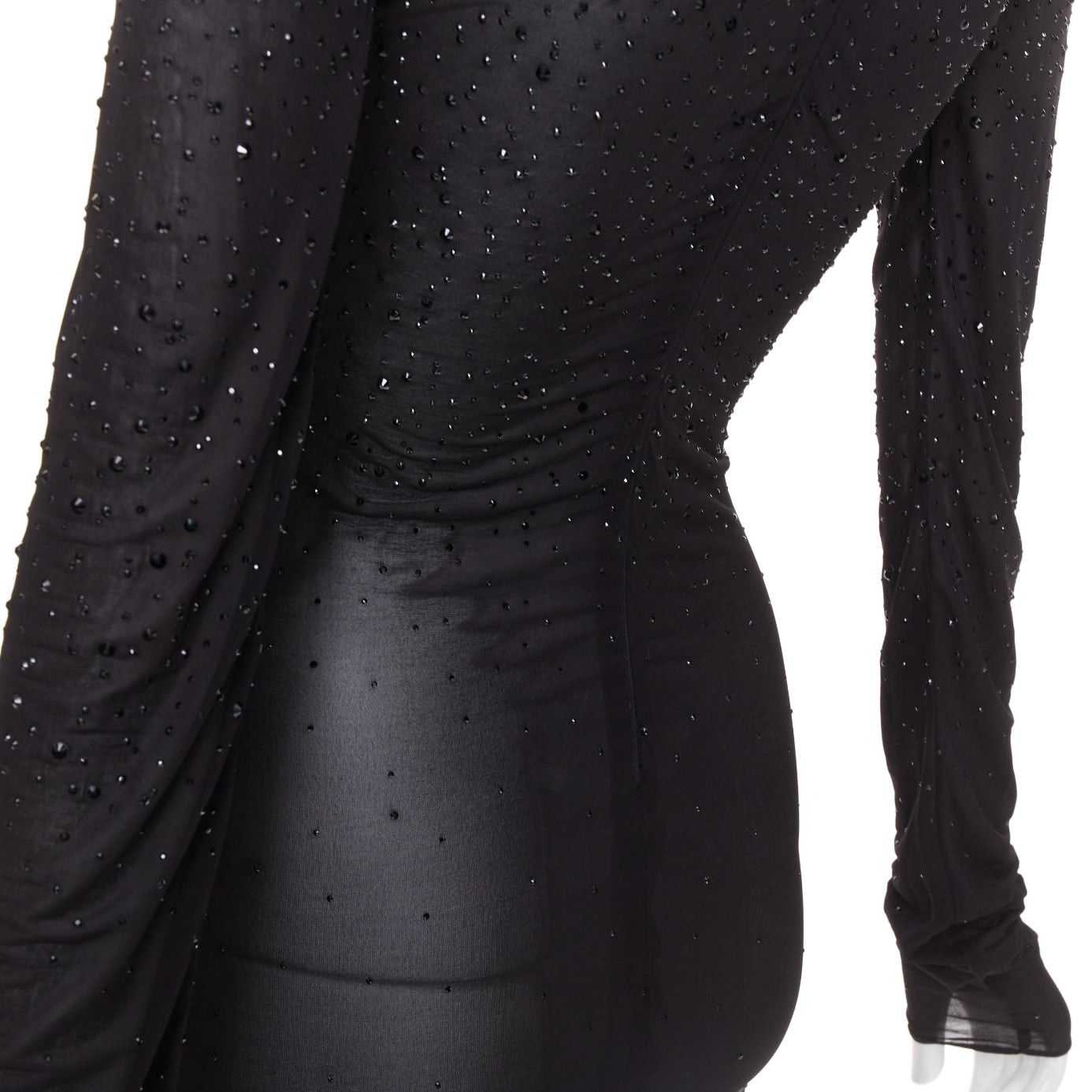 Alexandre Vauthier ALEXANDRE VAUTHIER black sheer degrade crystal long sleeve long train gown dress Size S / US 4 / IT 40 - 8 Thumbnail