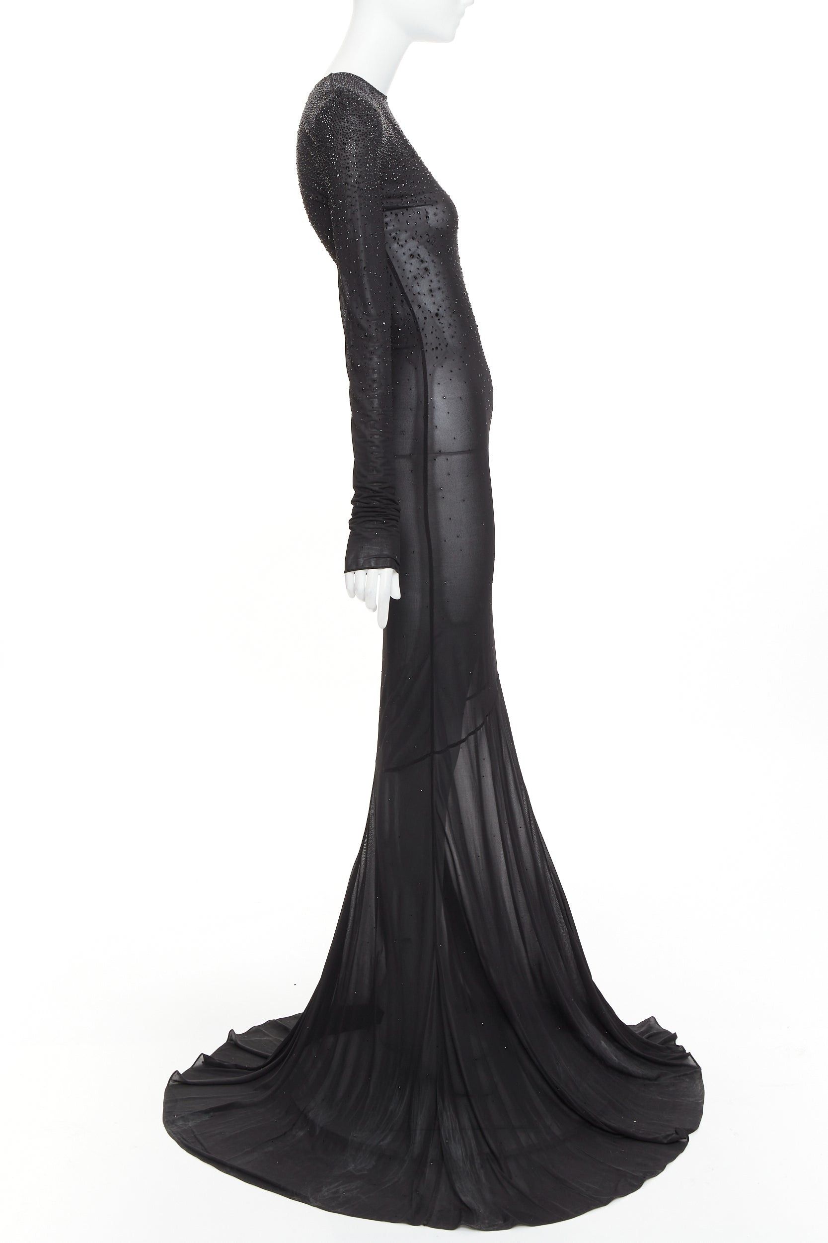Alexandre Vauthier ALEXANDRE VAUTHIER black sheer degrade crystal long sleeve long train gown dress Size S / US 4 / IT 40 - 4 Thumbnail
