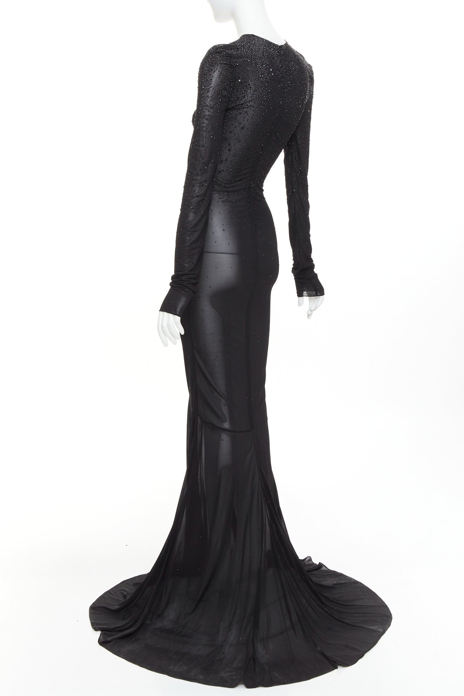 Alexandre Vauthier ALEXANDRE VAUTHIER black sheer degrade crystal long sleeve long train gown dress Size S / US 4 / IT 40 - 6 Thumbnail