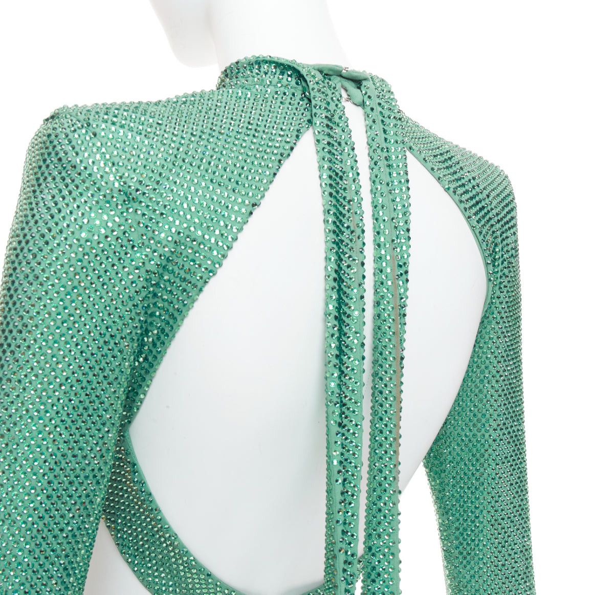 Alexandre Vauthier rare ALEXANDRE VAUTHIER COUTURE SS2020 Runway green strass crystal high neck cut out gown Size S / US 4 / IT 40 - 11 Thumbnail