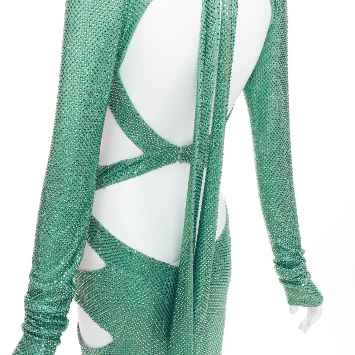 Alexandre Vauthier rare ALEXANDRE VAUTHIER COUTURE SS2020 Runway green strass crystal high neck cut out gown Size S / US 4 / IT 40 - 2 Thumbnail