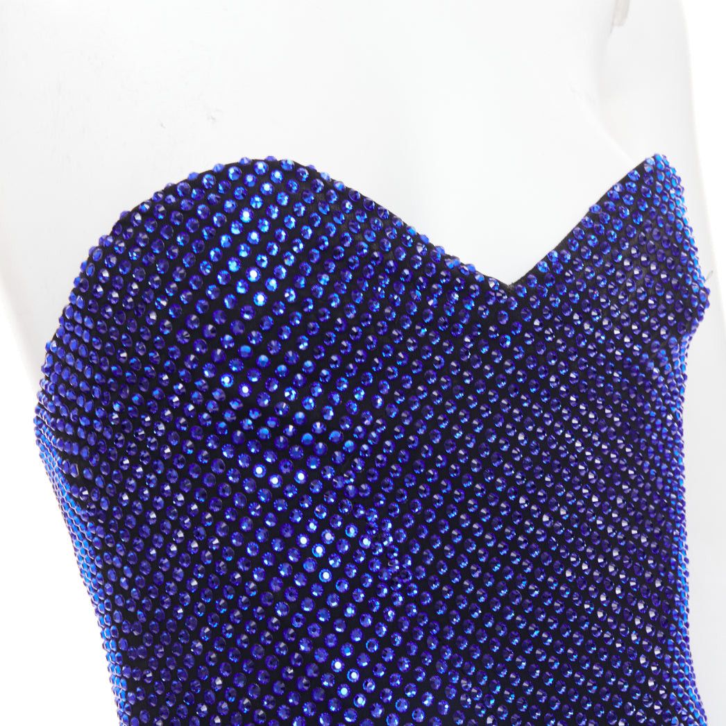 Alexandre Vauthier ALEXANDRE VAUTHIER blue black strass sweetheart bustier high slit gown Size S / US 4 / IT 40 - 2 Thumbnail