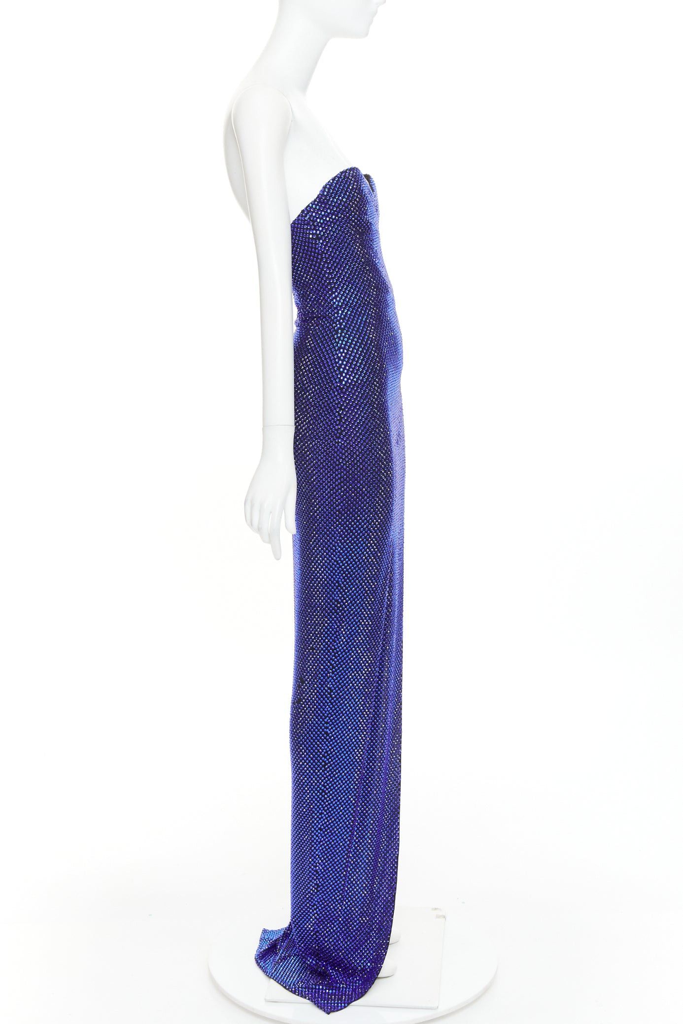 Alexandre Vauthier ALEXANDRE VAUTHIER blue black strass sweetheart bustier high slit gown Size S / US 4 / IT 40 - 4 Thumbnail