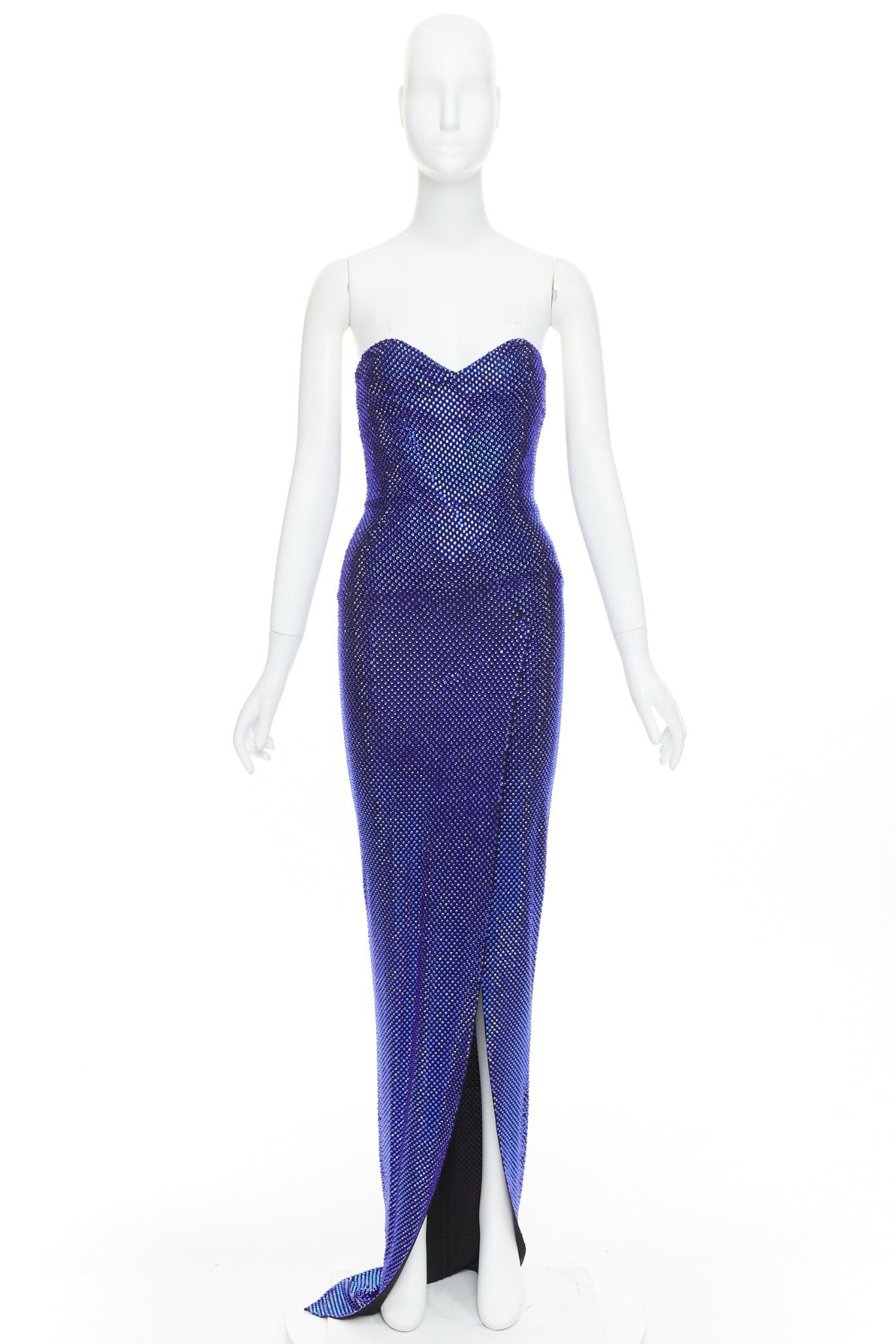 Alexandre Vauthier ALEXANDRE VAUTHIER blue black strass sweetheart bustier high slit gown Size S / US 4 / IT 40 - 12 Thumbnail