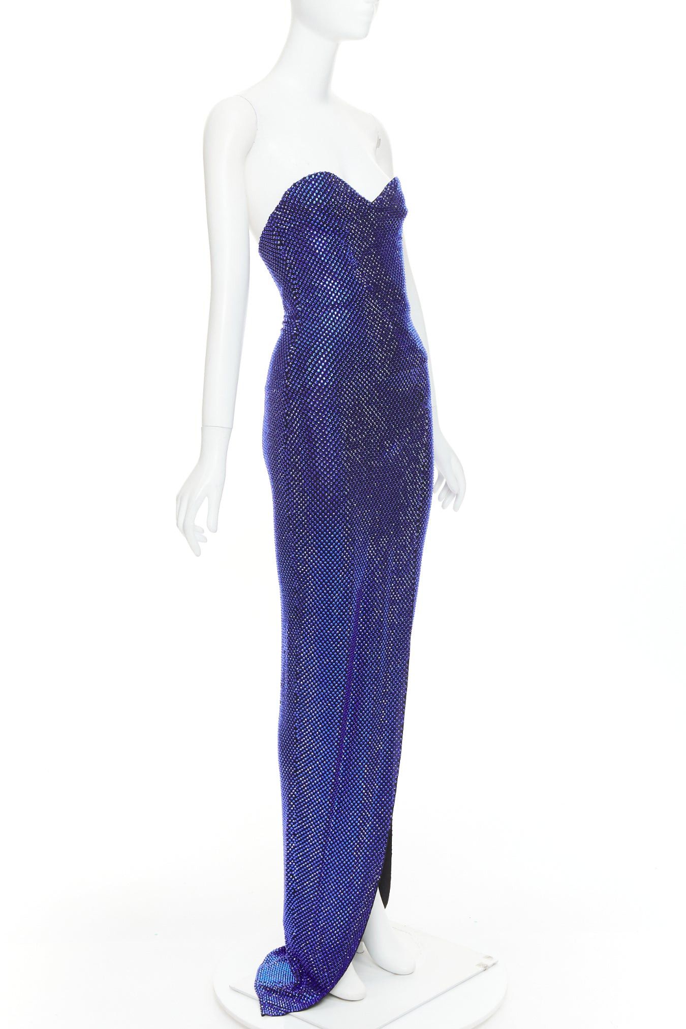 Alexandre Vauthier ALEXANDRE VAUTHIER blue black strass sweetheart bustier high slit gown Size S / US 4 / IT 40 - 3 Thumbnail