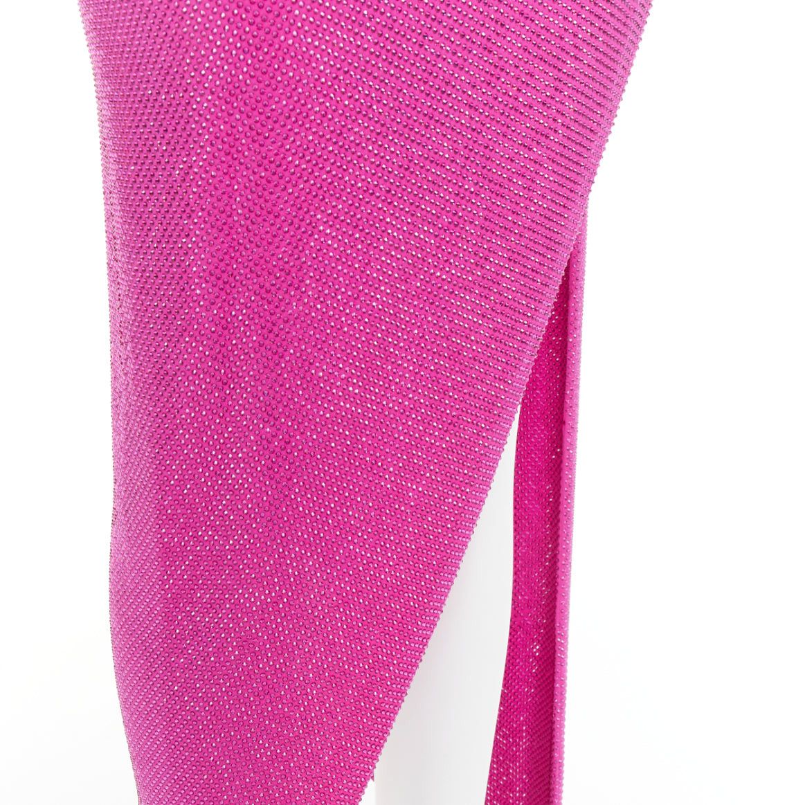 Alexandre Vauthier rare ALEXANDRE VAUTHIER COUTURE AW2019 Runway hot pink micro crystal neck sash drape asymmetric gown Size S / US 4 / IT 40 - 8 Thumbnail