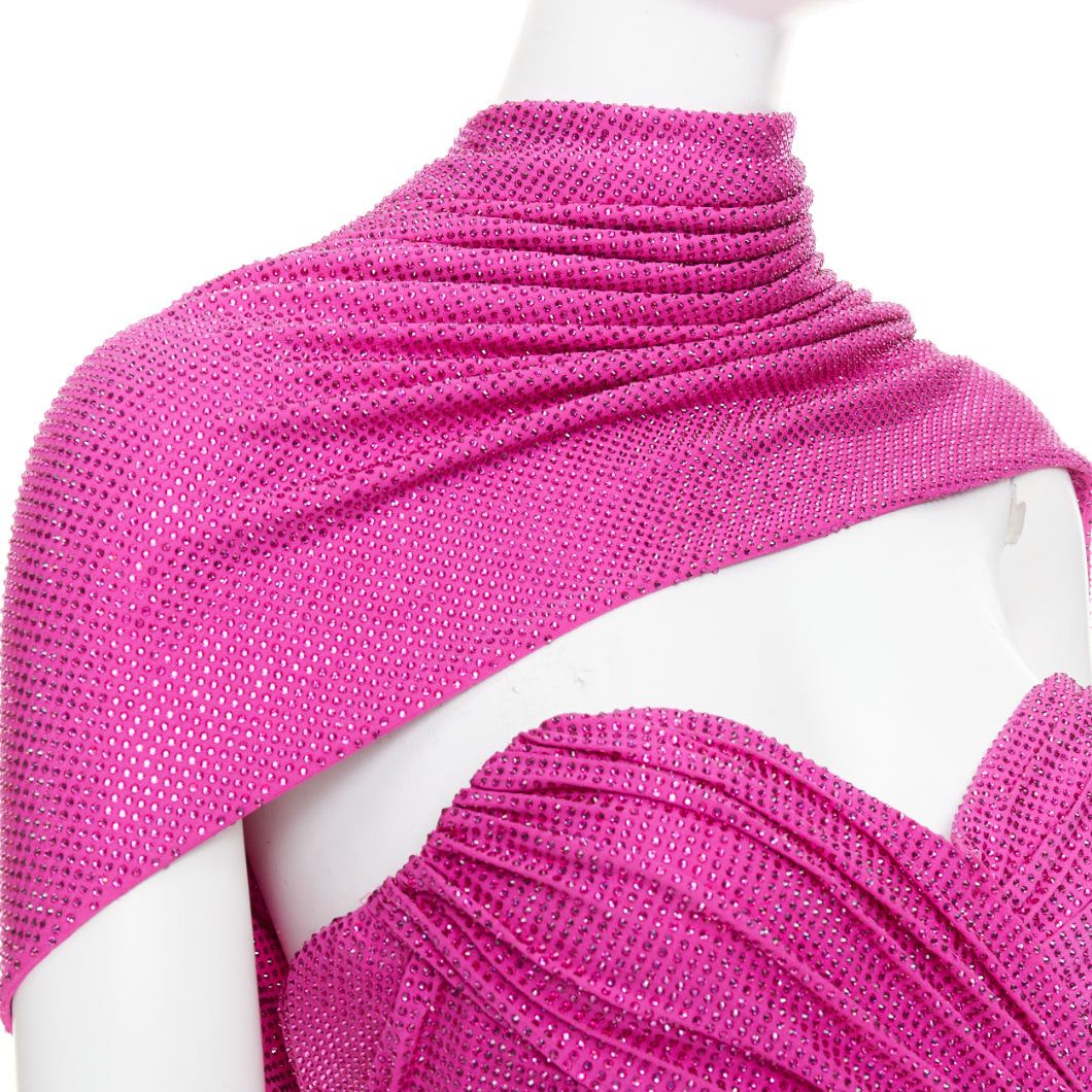 Alexandre Vauthier rare ALEXANDRE VAUTHIER COUTURE AW2019 Runway hot pink micro crystal neck sash drape asymmetric gown Size S / US 4 / IT 40 - 7 Thumbnail