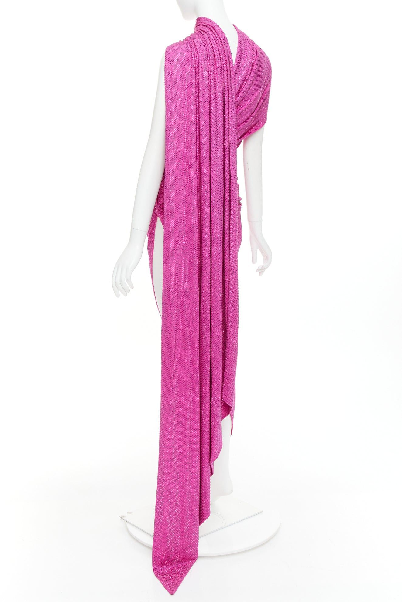 Alexandre Vauthier rare ALEXANDRE VAUTHIER COUTURE AW2019 Runway hot pink micro crystal neck sash drape asymmetric gown Size S / US 4 / IT 40 - 6 Thumbnail