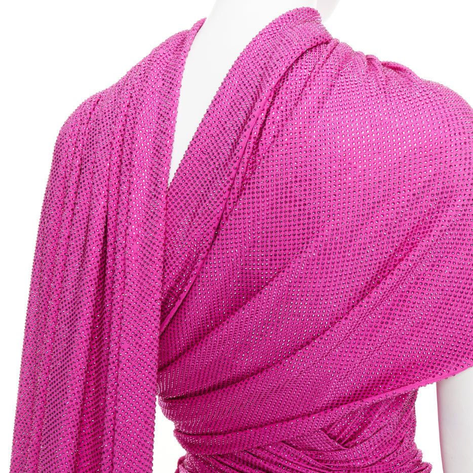 Alexandre Vauthier rare ALEXANDRE VAUTHIER COUTURE AW2019 Runway hot pink micro crystal neck sash drape asymmetric gown Size S / US 4 / IT 40 - 9 Thumbnail