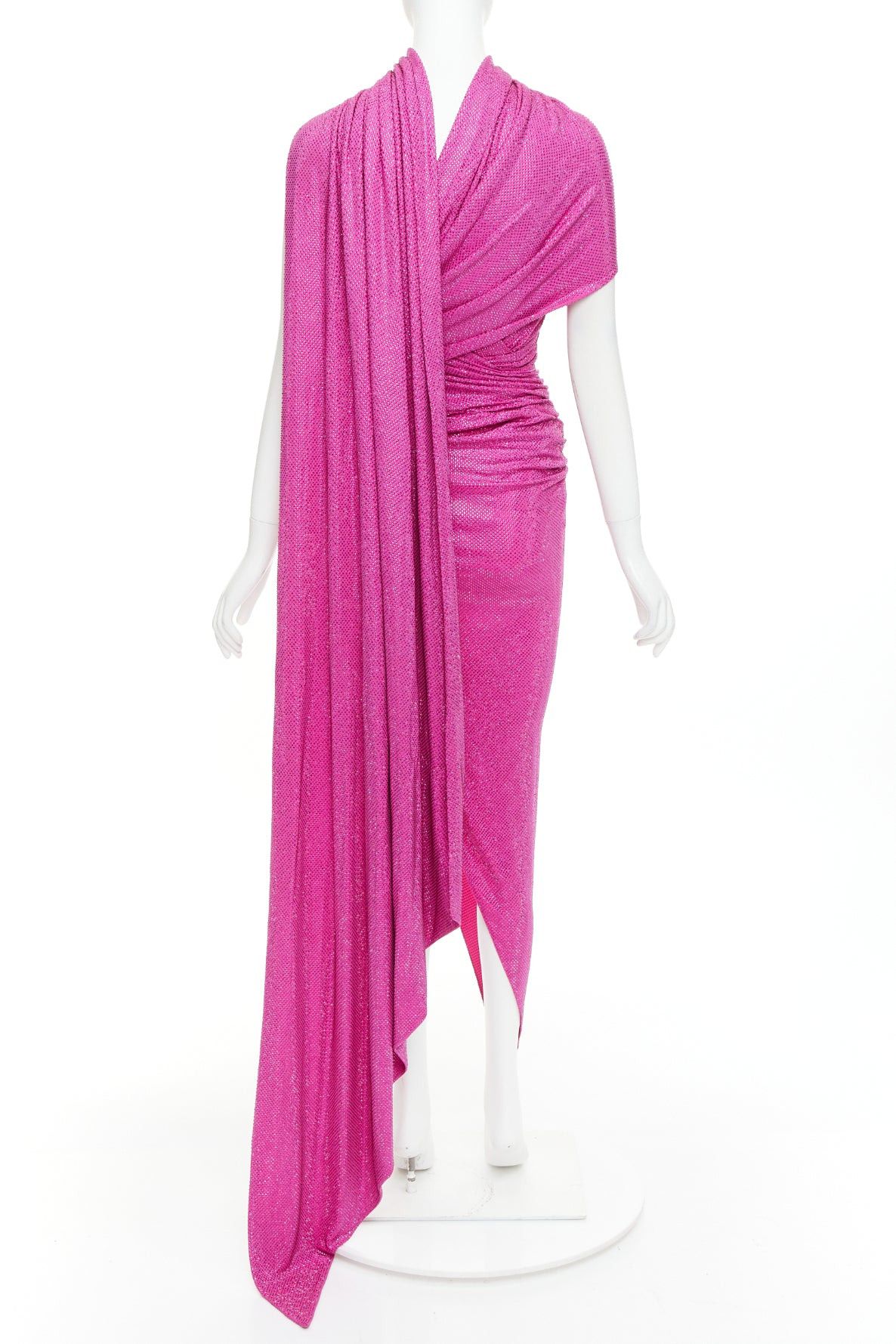 Alexandre Vauthier rare ALEXANDRE VAUTHIER COUTURE AW2019 Runway hot pink micro crystal neck sash drape asymmetric gown Size S / US 4 / IT 40 - 5 Thumbnail
