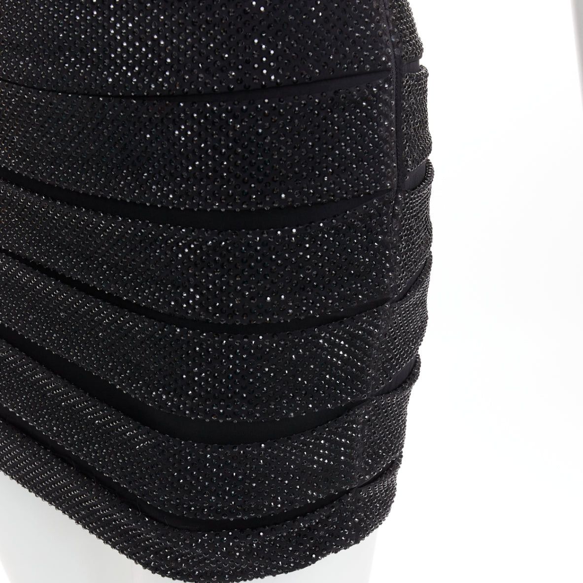 Alexandre Vauthier ALEXANDRE VAUTHIER black crystal strass embellished stretched panel bandage mini slip dress Size S / US 4 / IT 40 - 9 Thumbnail