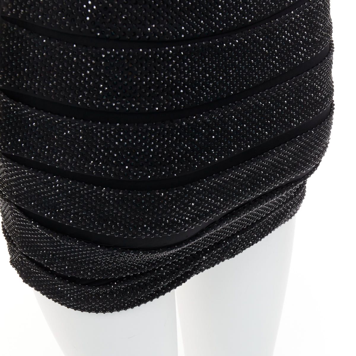 Alexandre Vauthier ALEXANDRE VAUTHIER black crystal strass embellished stretched panel bandage mini slip dress Size S / US 4 / IT 40 - 8 Thumbnail