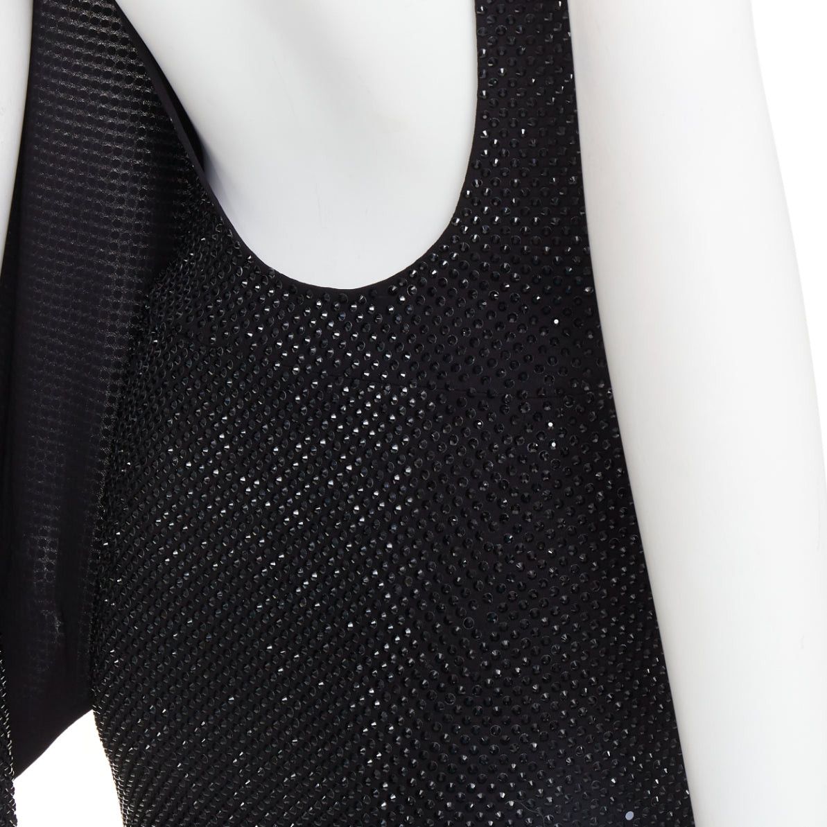 Alexandre Vauthier ALEXANDRE VAUTHIER black strass crystal embellished asymmetric draped mini dress Size S / US 4 / IT 40 - 9 Thumbnail
