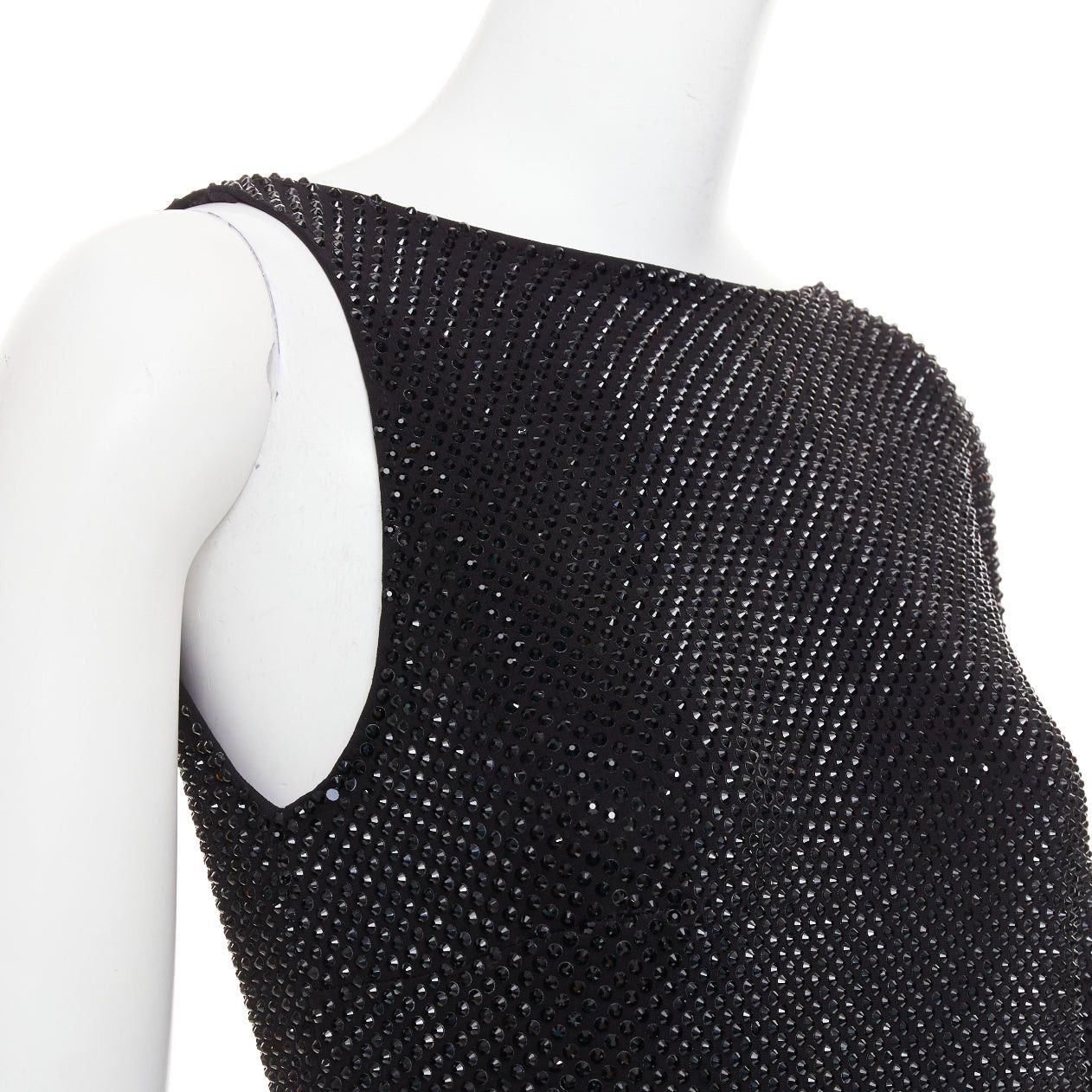 Alexandre Vauthier ALEXANDRE VAUTHIER black strass crystal embellished asymmetric draped mini dress Size S / US 4 / IT 40 - 2 Thumbnail