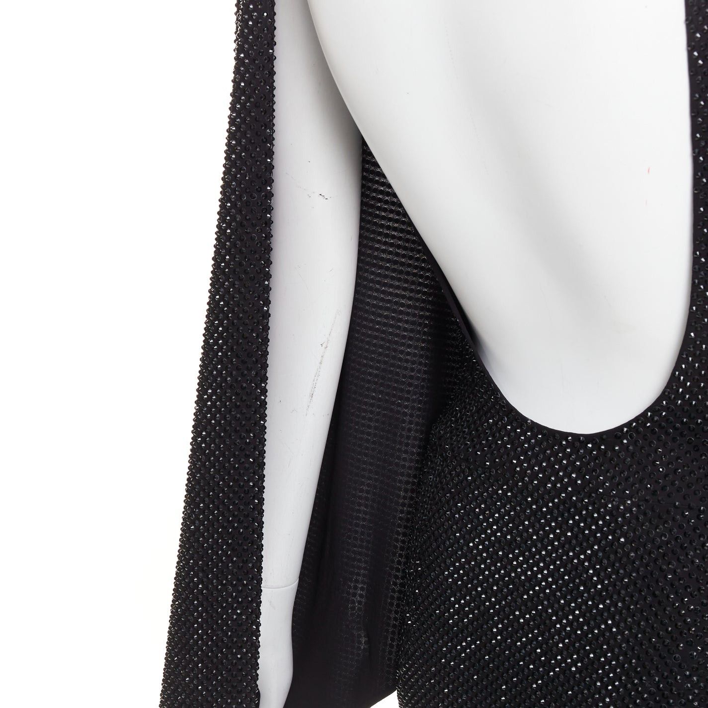 Alexandre Vauthier ALEXANDRE VAUTHIER black strass crystal embellished asymmetric draped mini dress Size S / US 4 / IT 40 - 8 Thumbnail