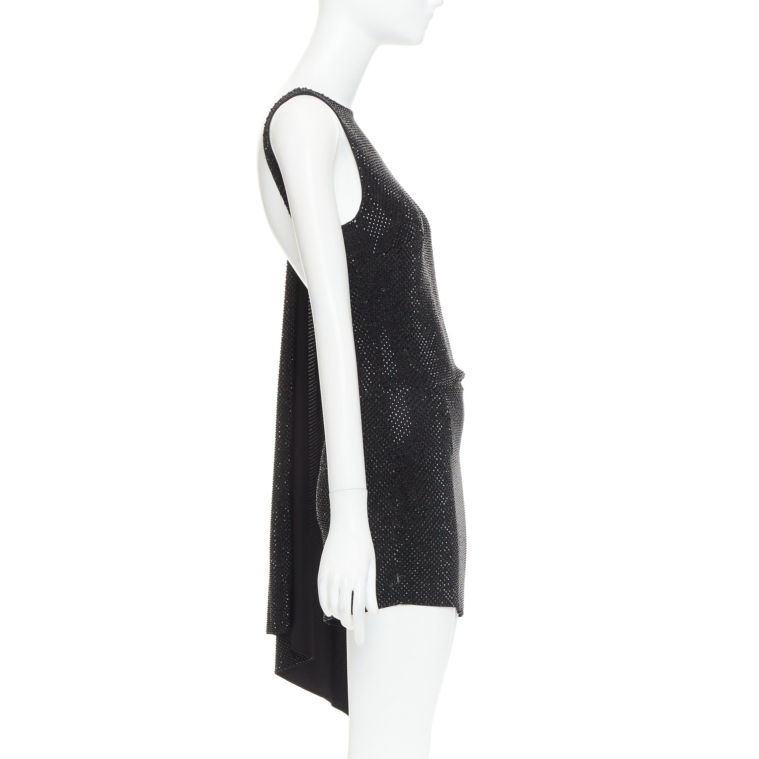 Alexandre Vauthier ALEXANDRE VAUTHIER black strass crystal embellished asymmetric draped mini dress Size S / US 4 / IT 40 - 4 Thumbnail