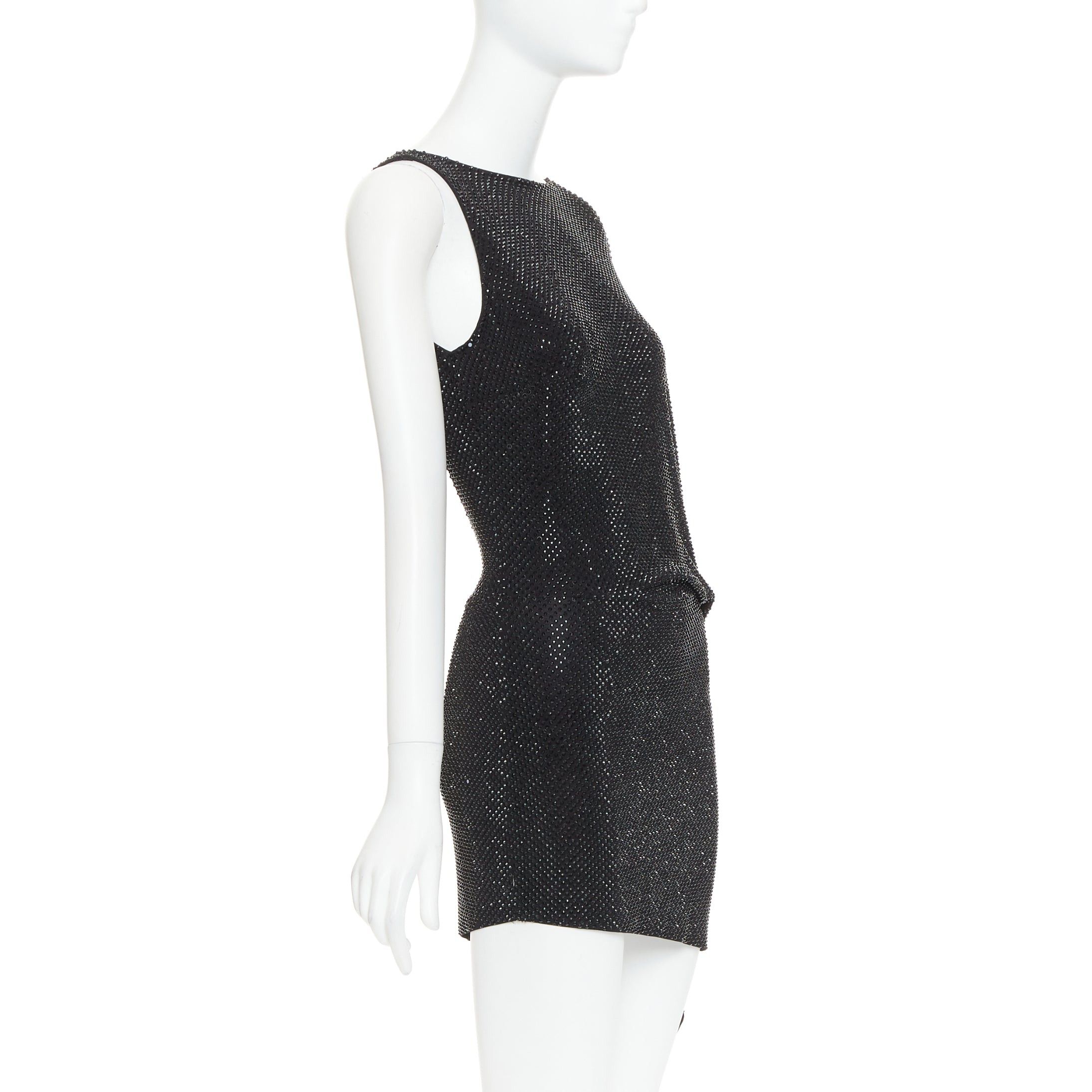 Alexandre Vauthier ALEXANDRE VAUTHIER black strass crystal embellished asymmetric draped mini dress Size S / US 4 / IT 40 - 3 Thumbnail