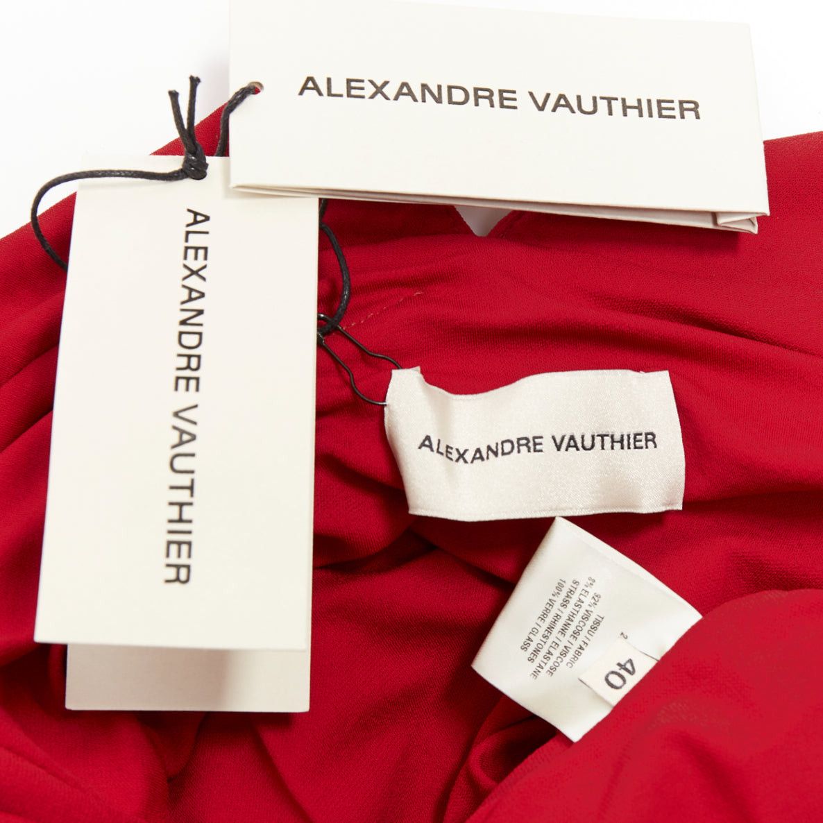Alexandre Vauthier ALEXANDRE VAUTHIER Daring Red crystal stass encrusted plunge ruched mini dress IT40 S Size S / US 4 / IT 40 - 10 Thumbnail