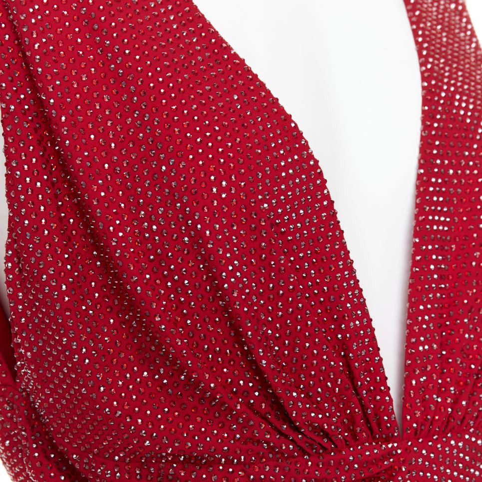 Alexandre Vauthier ALEXANDRE VAUTHIER Daring Red crystal stass encrusted plunge ruched mini dress IT40 S Size S / US 4 / IT 40 - 2 Thumbnail