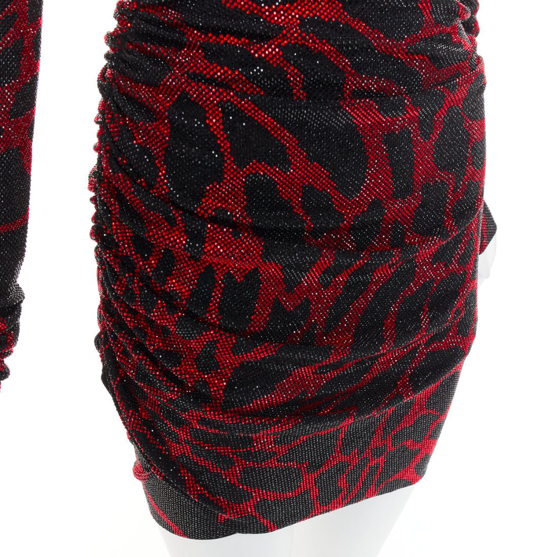 Alexandre Vauthier ALEXANDRE VAUTHIER red black Giraffe crystal strass encrusted jersey mini dress Size S / US 4 / IT 40 - 8 Thumbnail