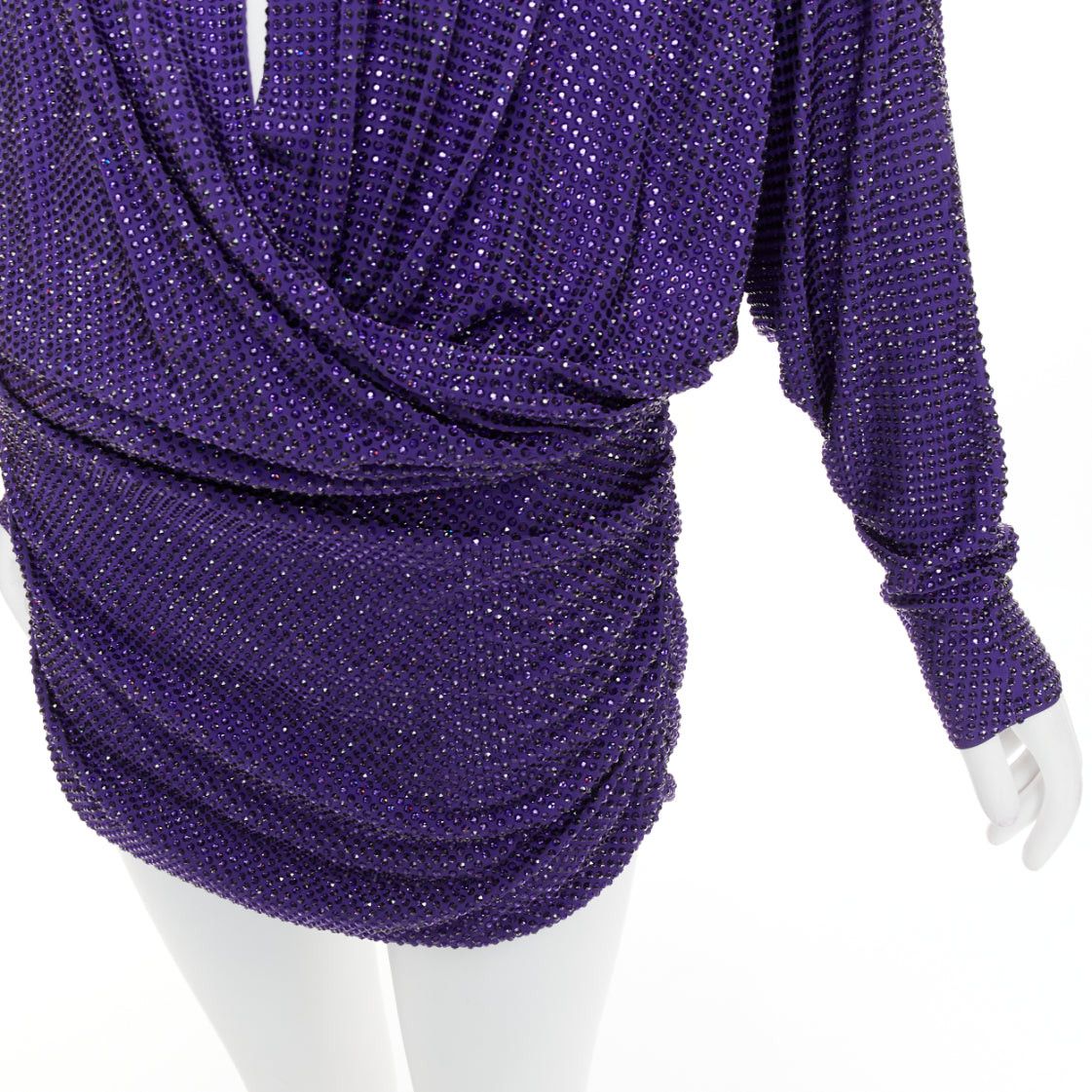 Alexandre Vauthier ALEXANDRE VAUTHIER COUTURE SS2018 Runway purple strass crystal power shoulder mini dress Size S / US 4 / IT 40 - 2 Thumbnail