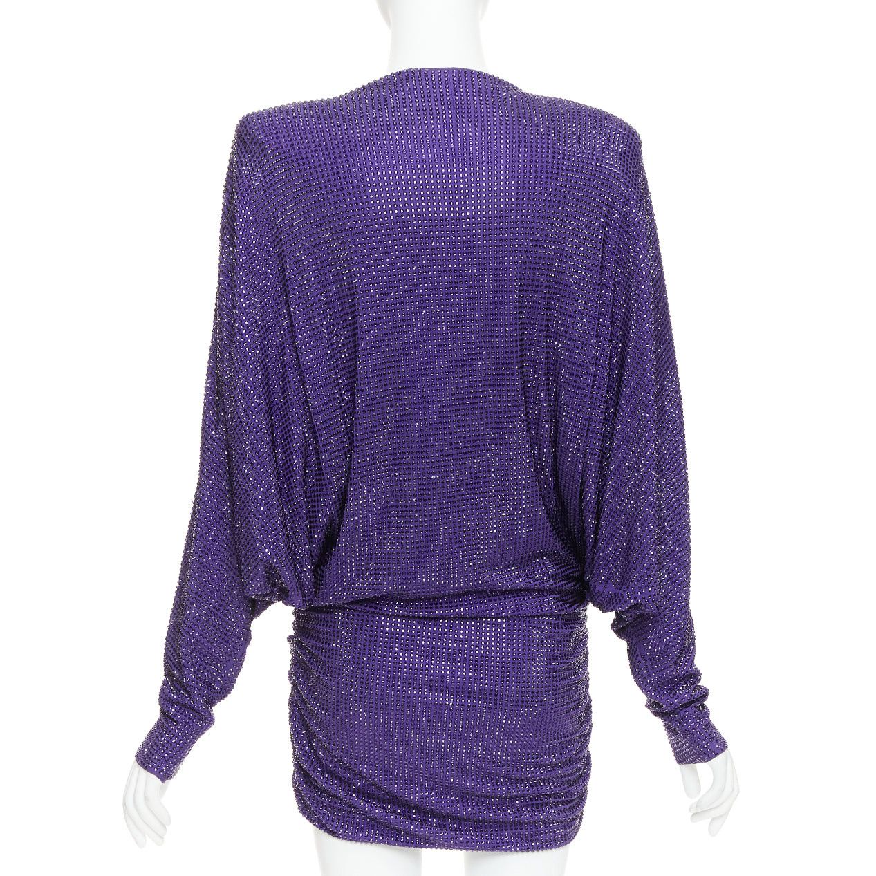 Alexandre Vauthier ALEXANDRE VAUTHIER COUTURE SS2018 Runway purple strass crystal power shoulder mini dress Size S / US 4 / IT 40 - 5 Thumbnail