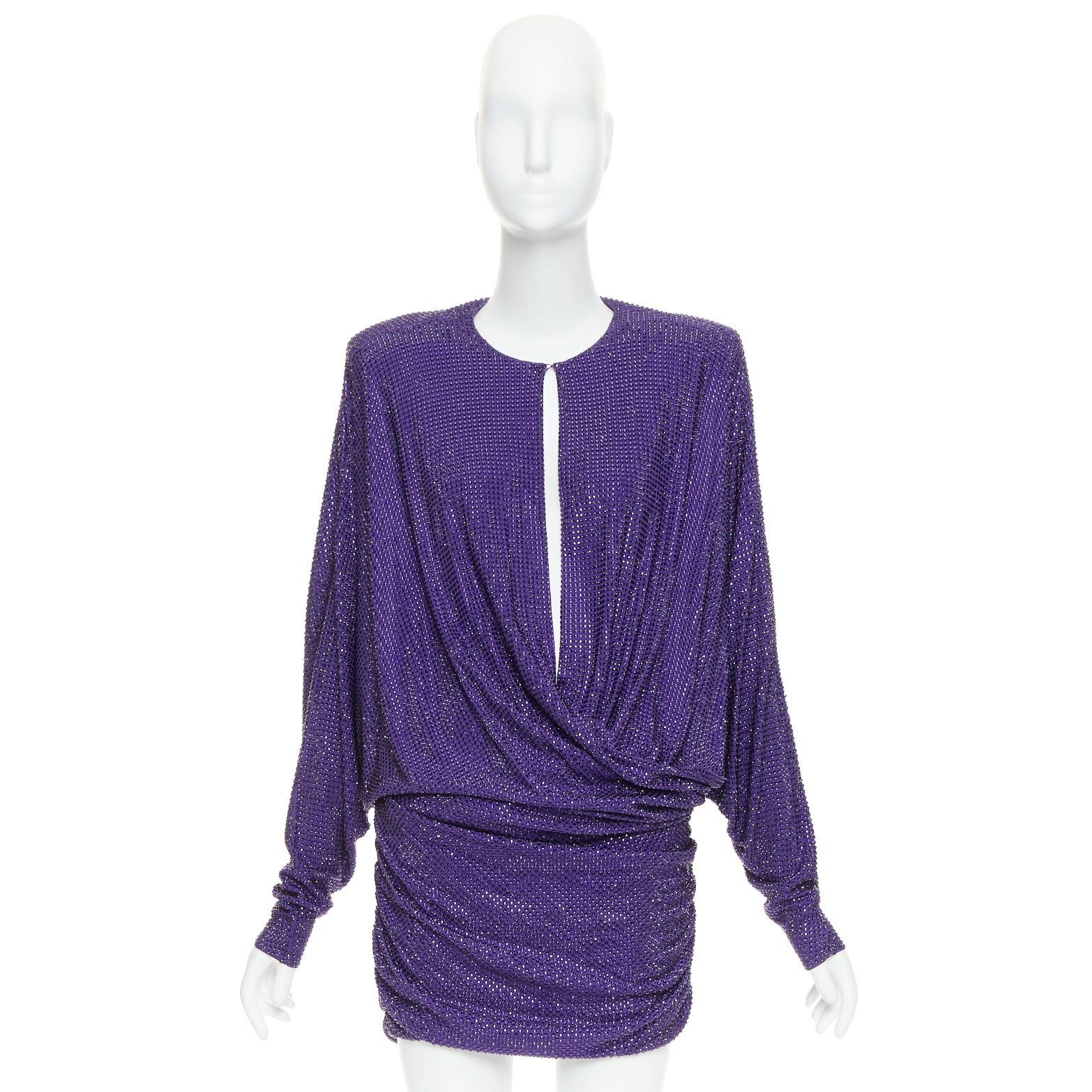Alexandre Vauthier ALEXANDRE VAUTHIER COUTURE SS2018 Runway purple strass crystal power shoulder mini dress Size S / US 4 / IT 40 - 11 Thumbnail