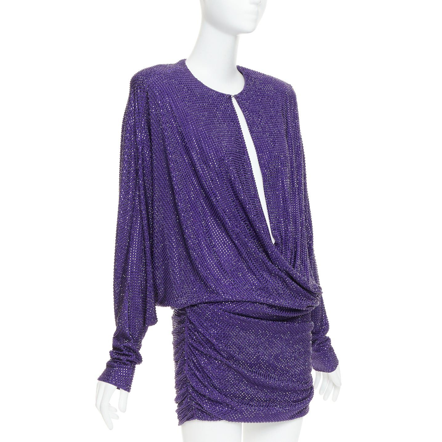 Alexandre Vauthier ALEXANDRE VAUTHIER COUTURE SS2018 Runway purple strass crystal power shoulder mini dress Size S / US 4 / IT 40 - 3 Thumbnail
