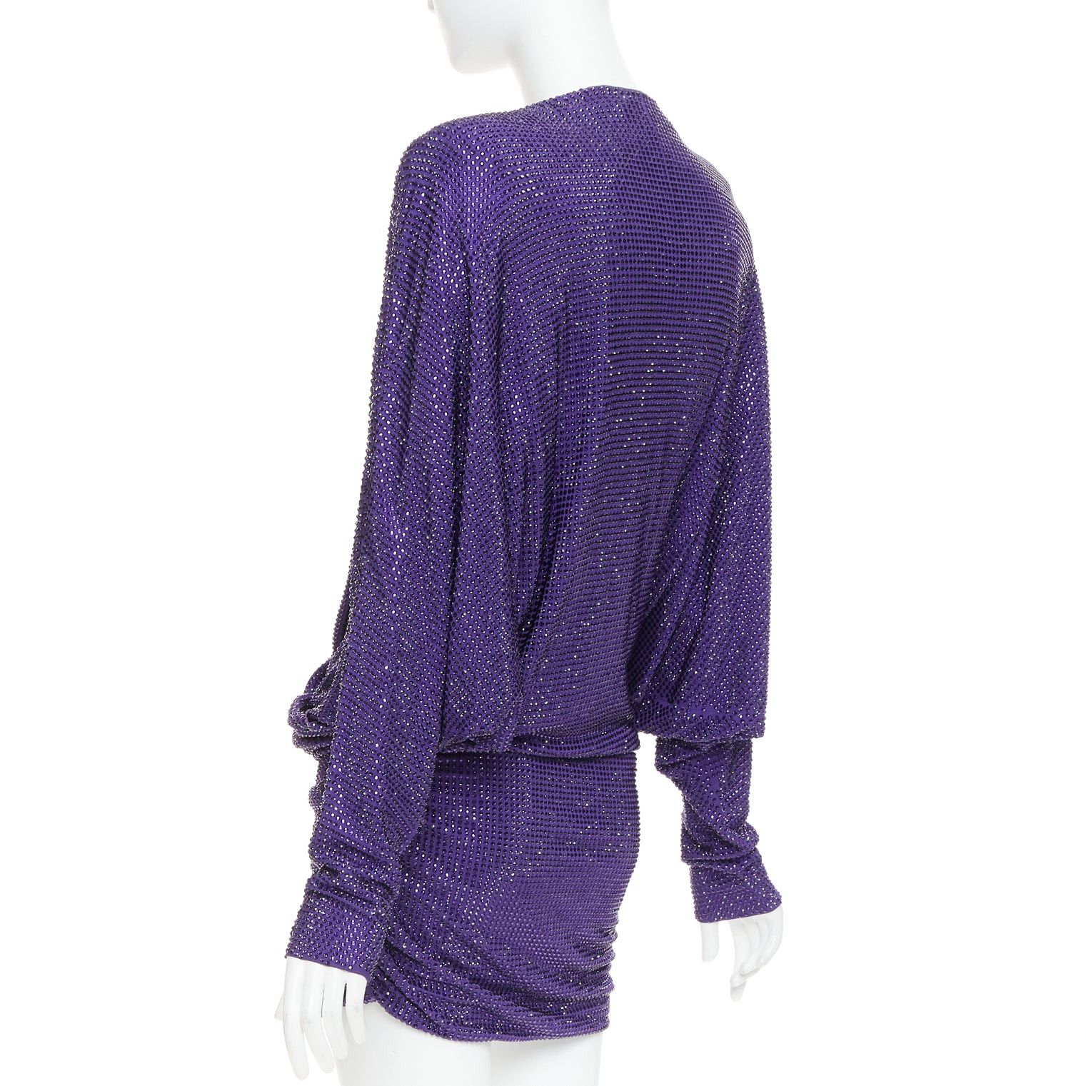 Alexandre Vauthier ALEXANDRE VAUTHIER COUTURE SS2018 Runway purple strass crystal power shoulder mini dress Size S / US 4 / IT 40 - 6 Thumbnail
