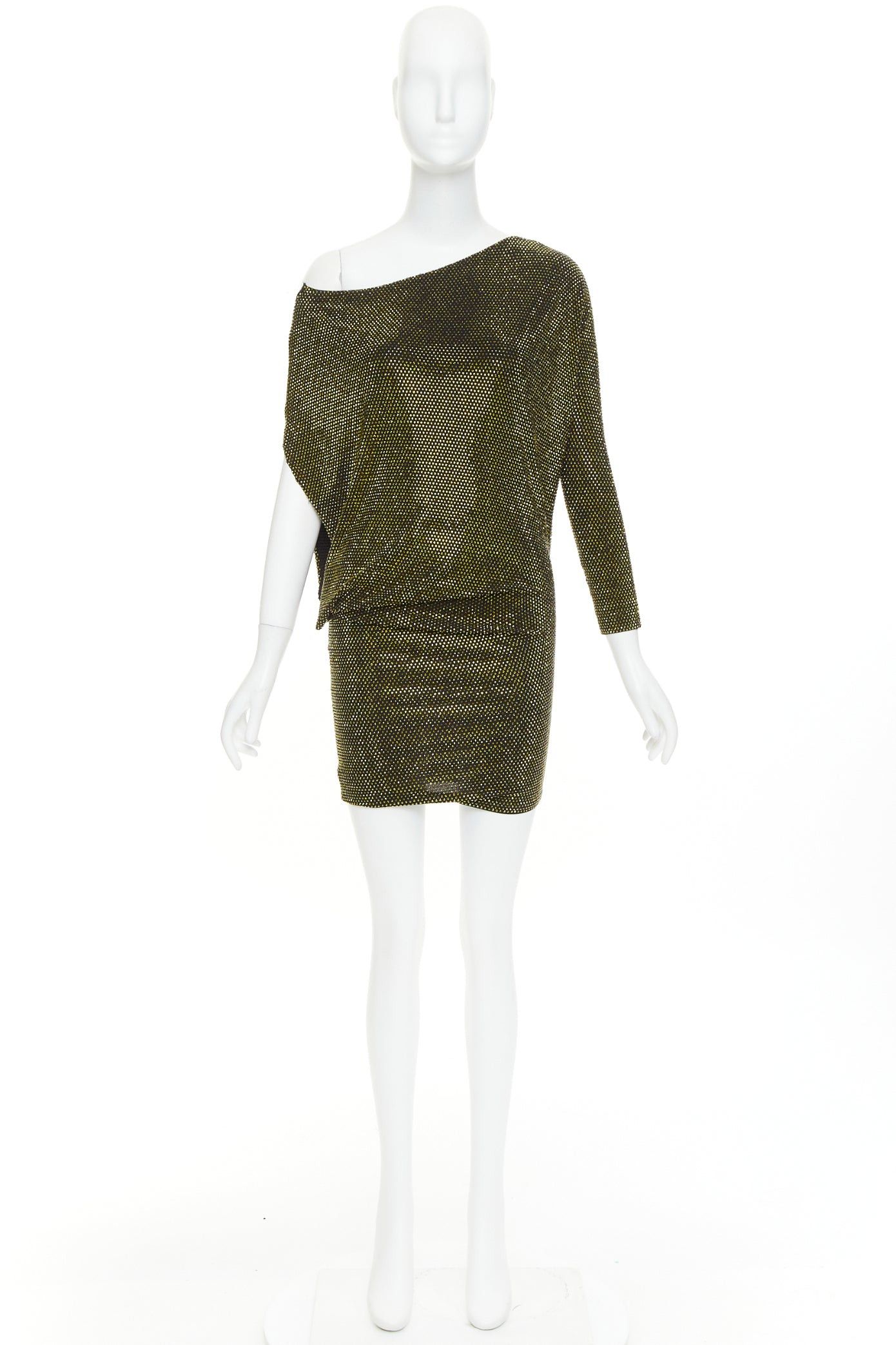 Alexandre Vauthier ALEXANDRE VAUTHIER black gold strass crystal asymmetric one shoulder mini dress Size S / US 4 / IT 40 - 11 Thumbnail