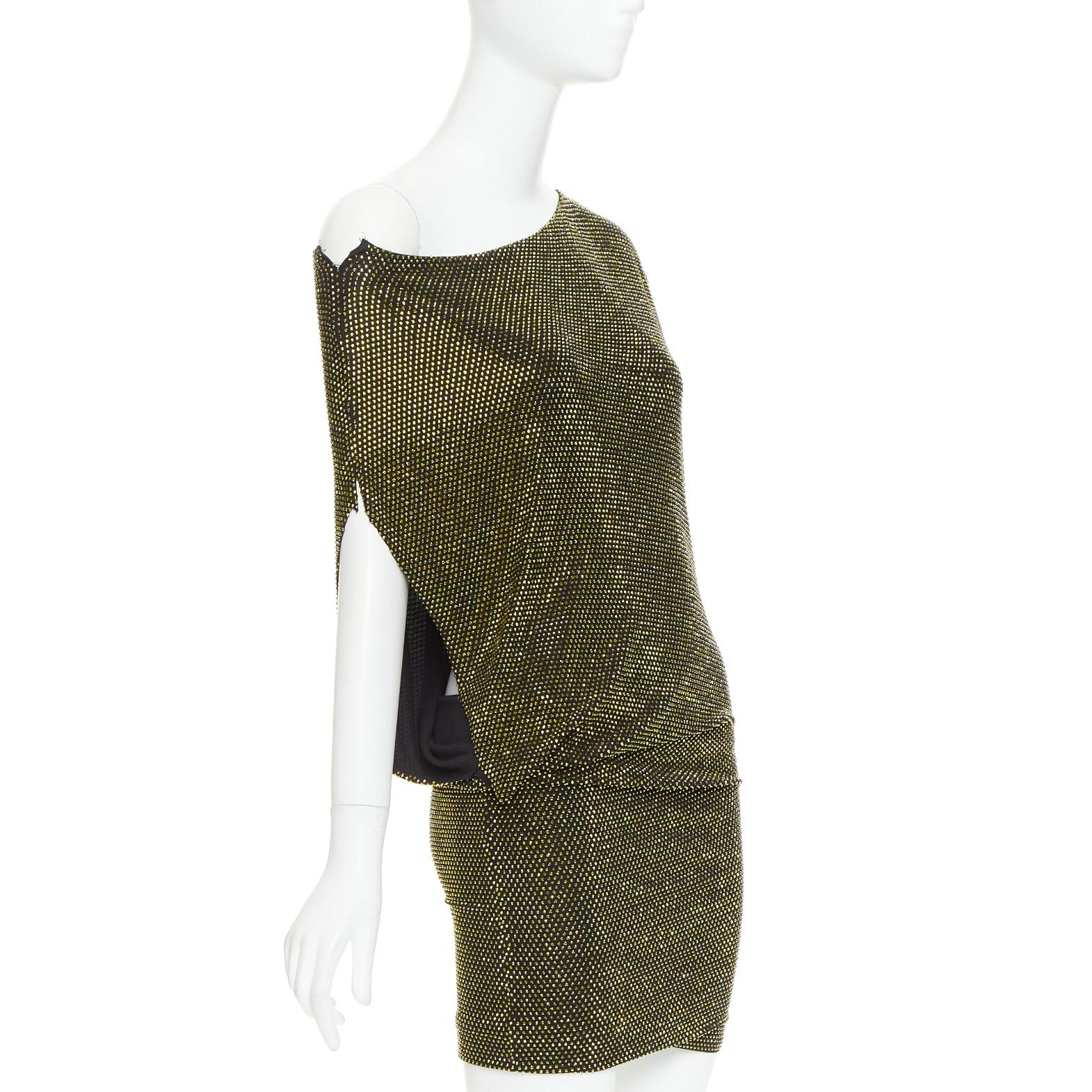 Alexandre Vauthier ALEXANDRE VAUTHIER black gold strass crystal asymmetric one shoulder mini dress Size S / US 4 / IT 40 - 3 Thumbnail